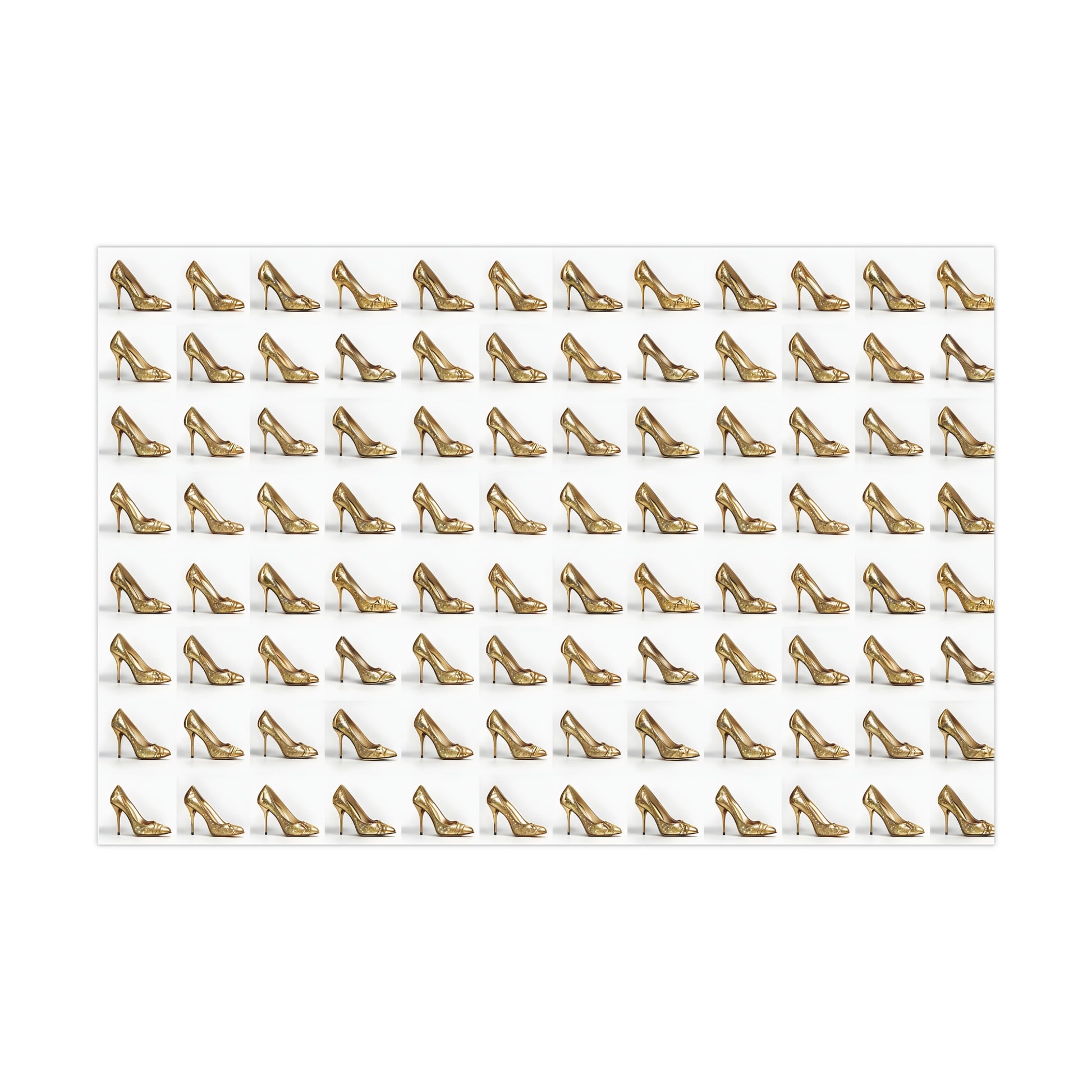 Wrapping Paper, Glimmering Gold High Heels On White Background - Gift Wrap Rolls, Eco-Friendly Gift Wrap, Holiday