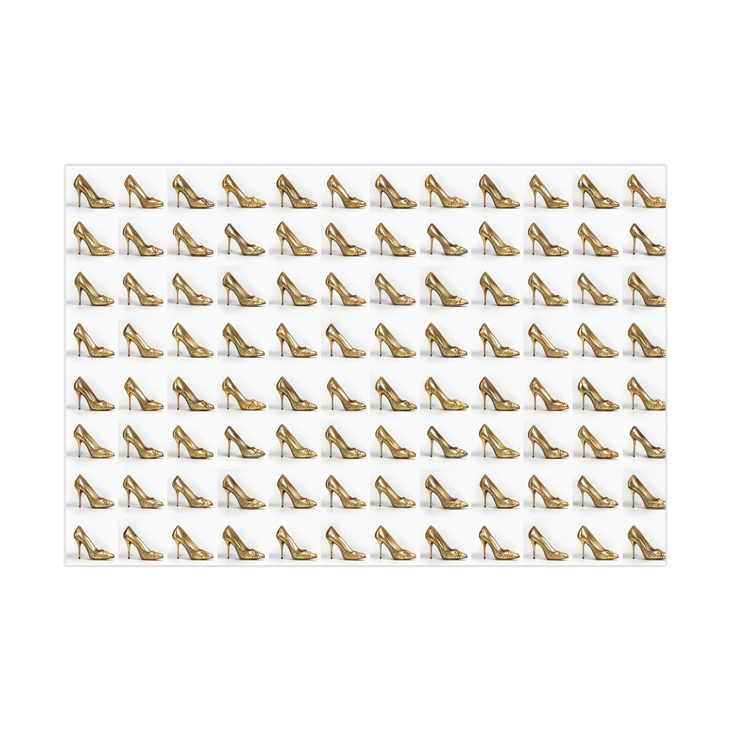 Wrapping Paper, Glimmering Gold High Heels On White Background - Gift Wrap Rolls, Eco-Friendly Gift Wrap, Holiday