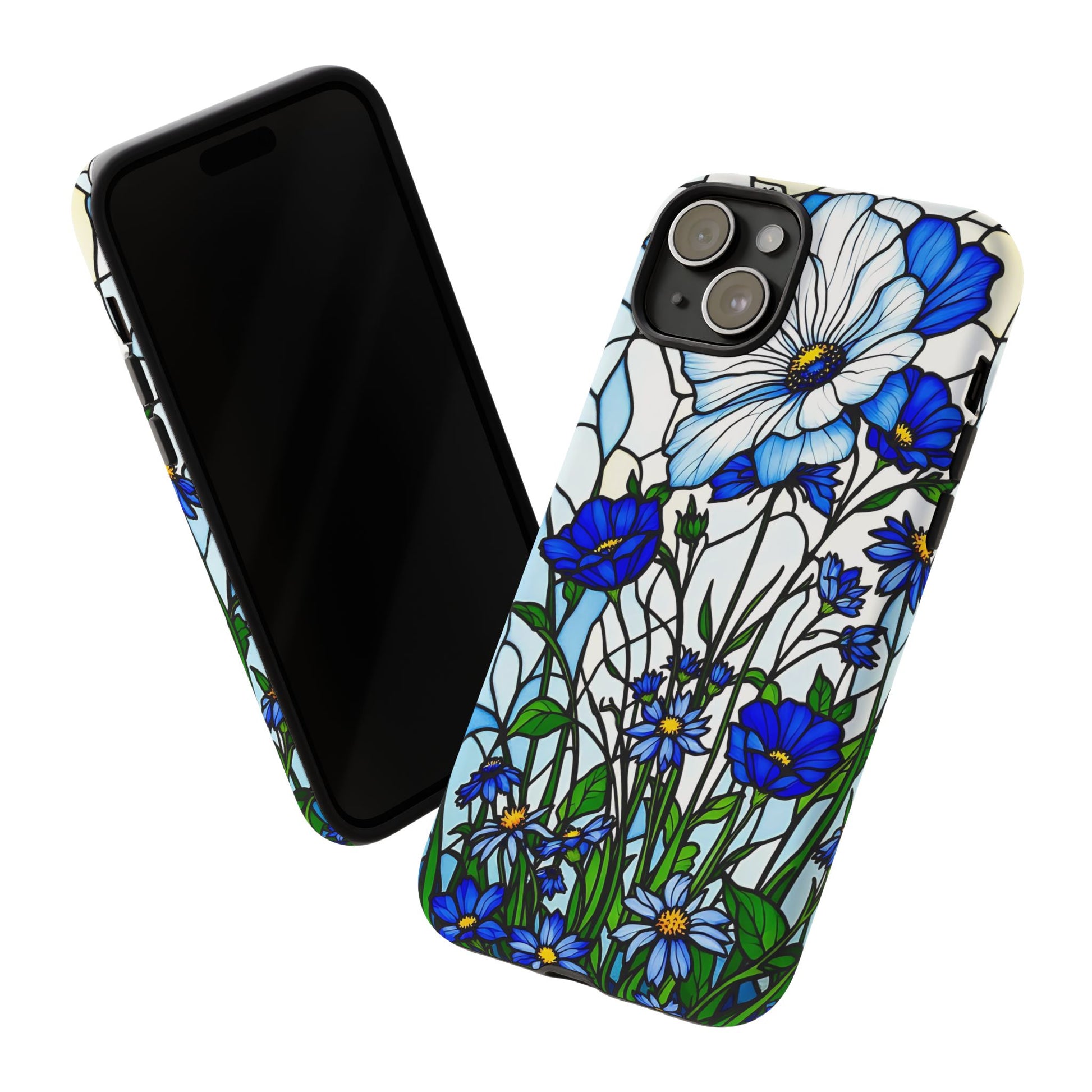 Botanical Stained Glass Tough Case - Floral Phone Cover, Protective Phone Case, Flower Pattern Phone Shell, Nature Inspired Smartphone Case,