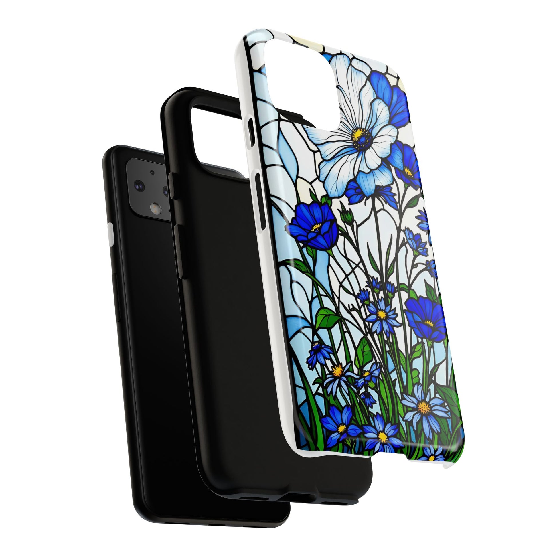 Botanical Stained Glass Tough Case - Floral Phone Cover, Protective Phone Case, Flower Pattern Phone Shell, Nature Inspired Smartphone Case,