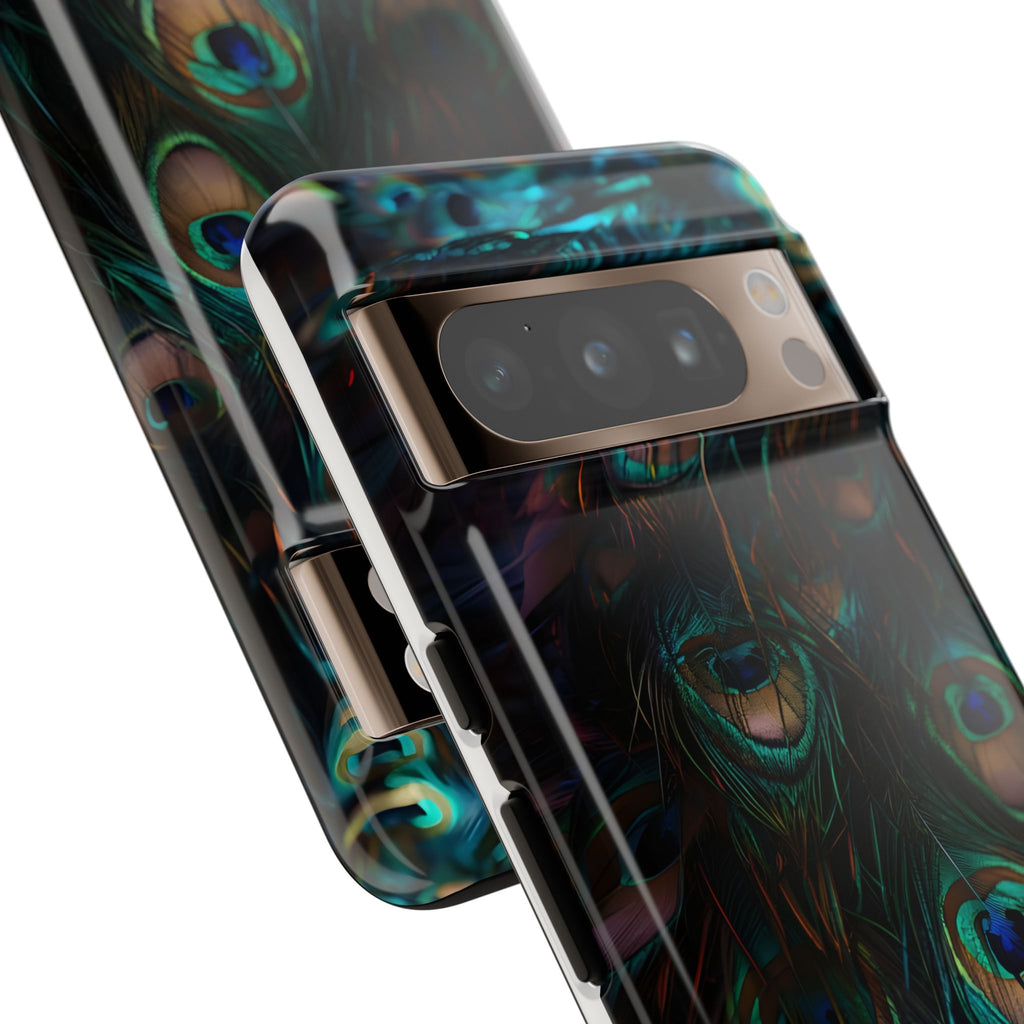 Phone Case, Close Up Peacock Feathers Design, Protective Cover, Unique Gift, Stylish Accessory, Nature Lover Gift, Feather Print Case