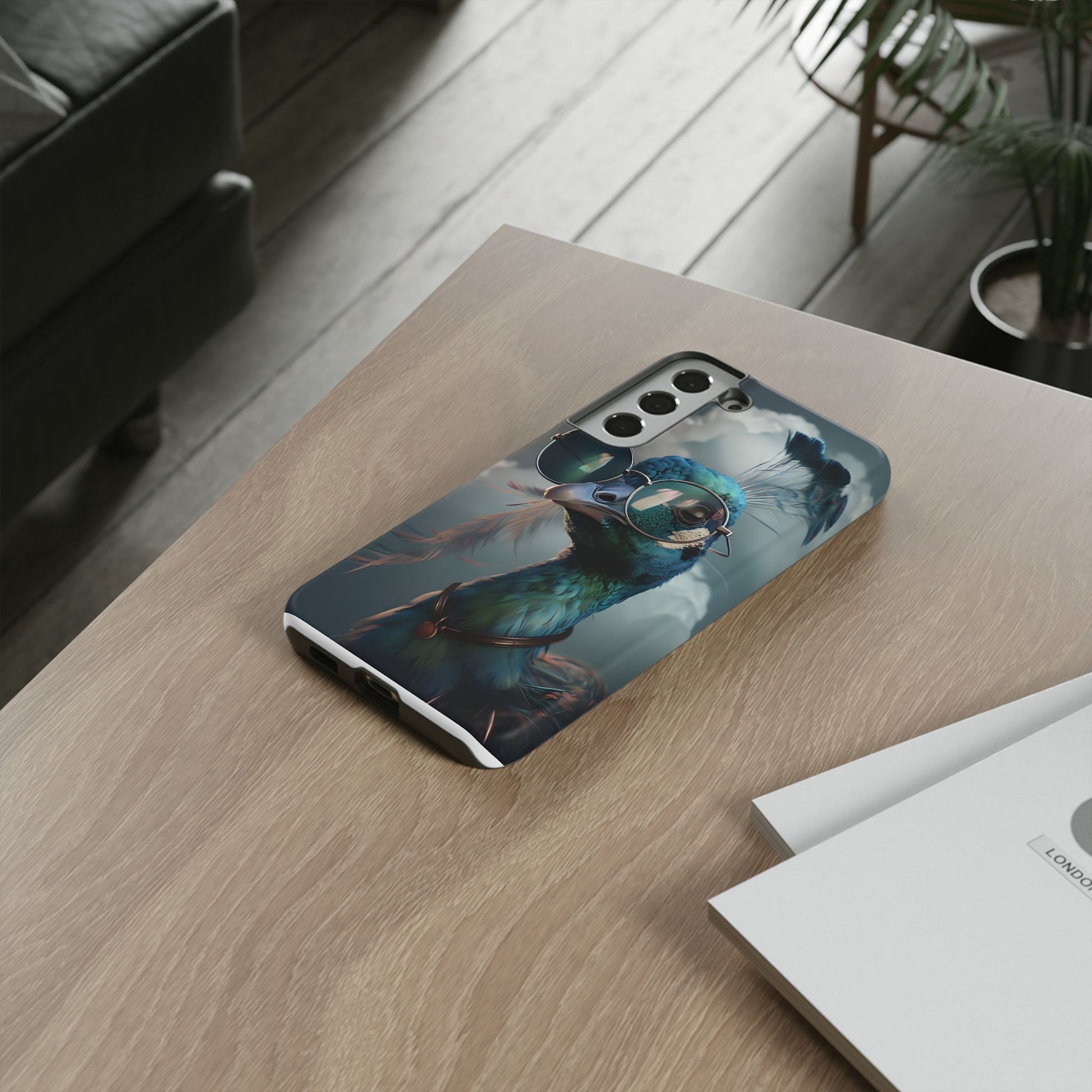 Phone Case, Peacock Design, Neon Lighting, Unique Gift, Hard Shell Cover, Protective Sleeve