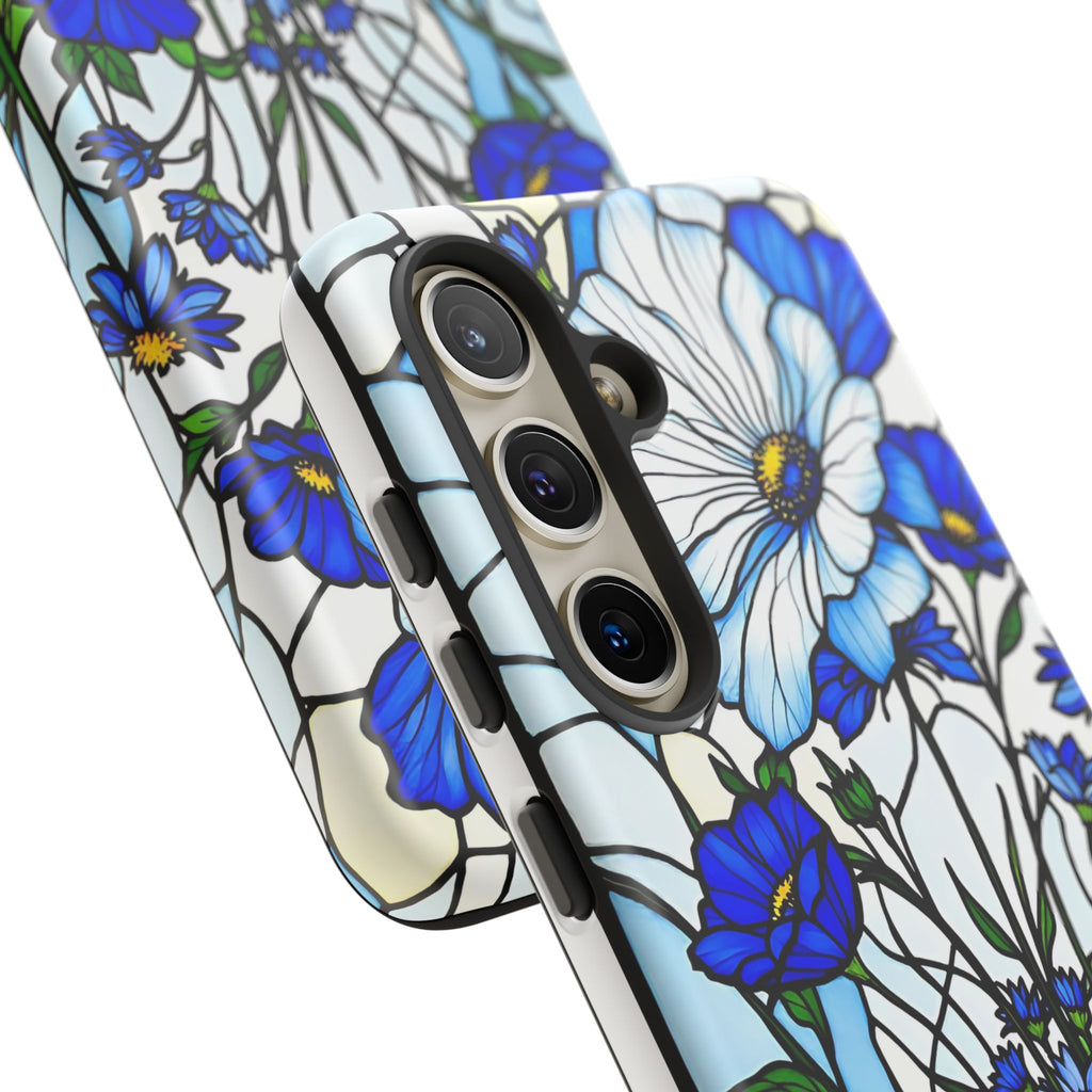Botanical Stained Glass Tough Case - Floral Phone Cover, Protective Phone Case, Flower Pattern Phone Shell, Nature Inspired Smartphone Case,