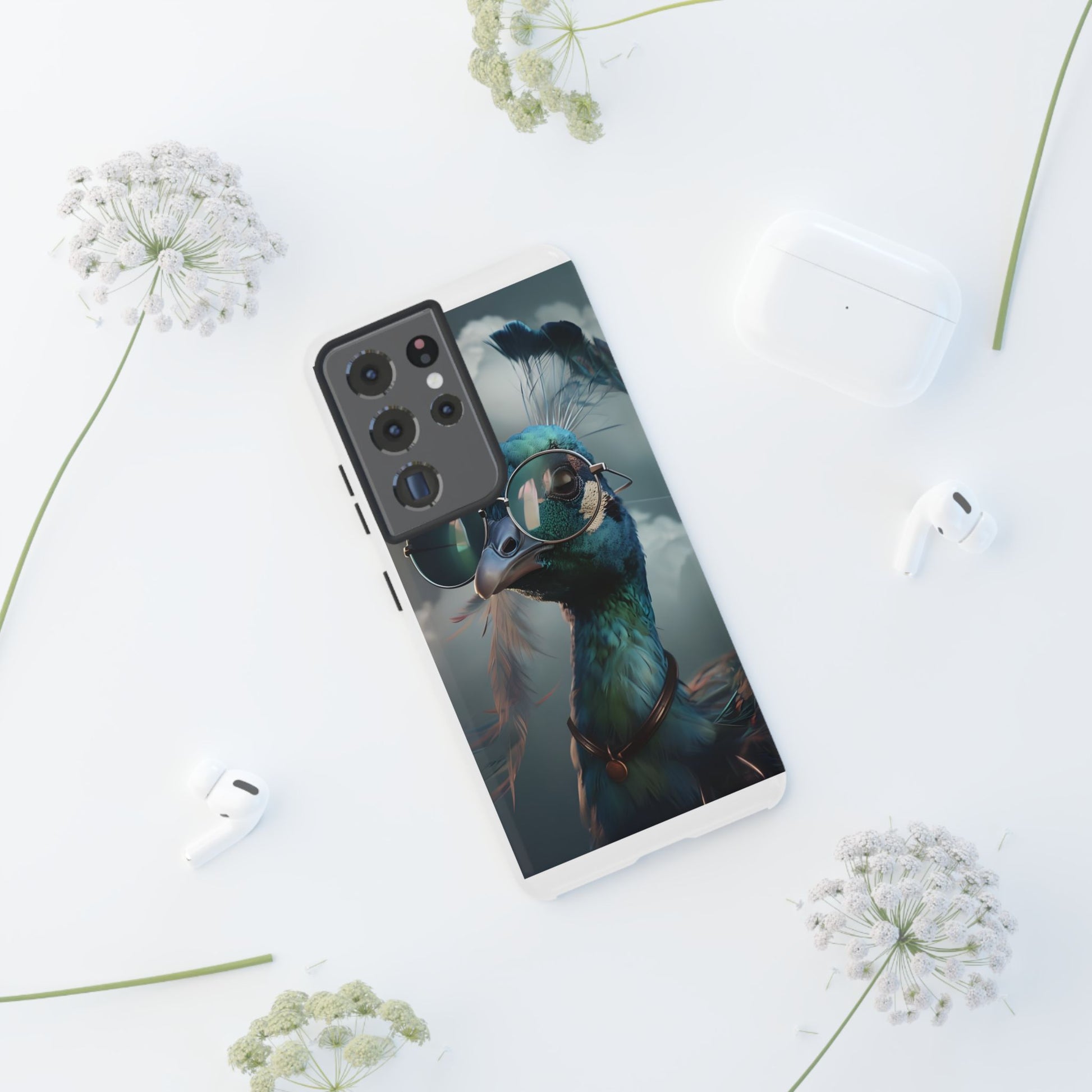 Phone Case, Peacock Design, Neon Lighting, Unique Gift, Hard Shell Cover, Protective Sleeve