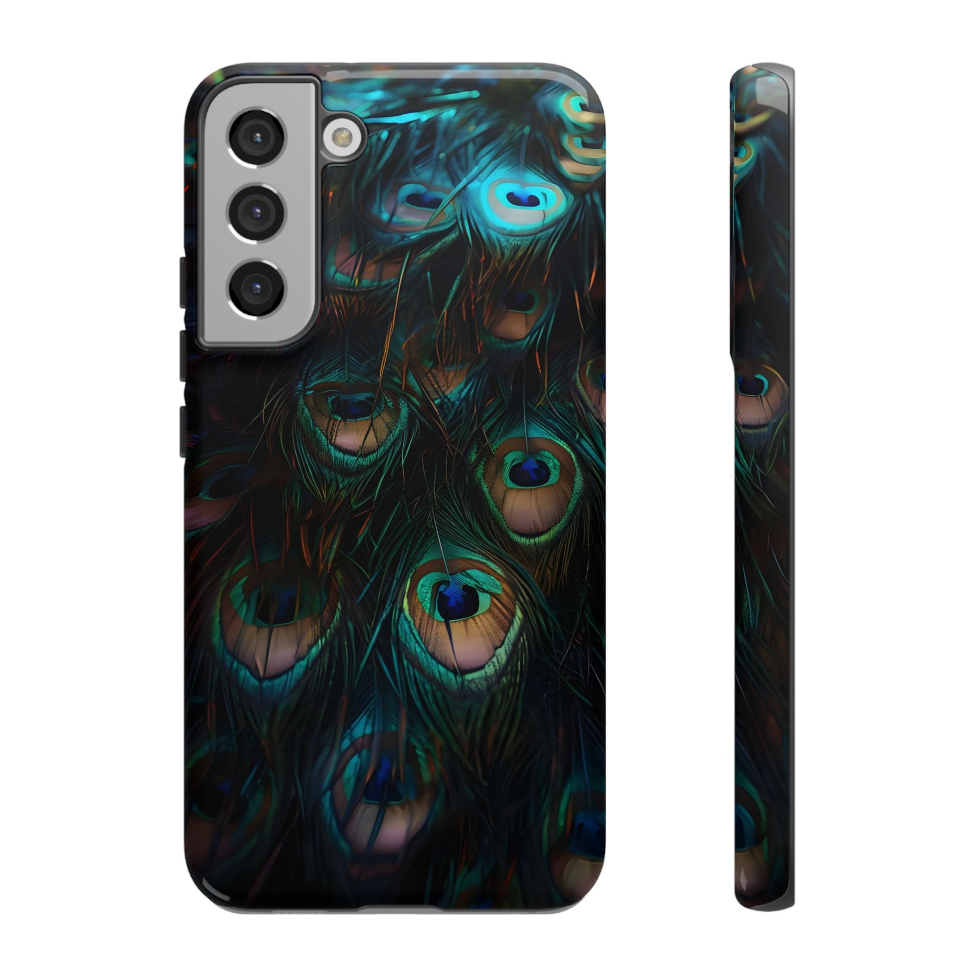 Phone Case, Close Up Peacock Feathers Design, Protective Cover, Unique Gift, Stylish Accessory, Nature Lover Gift, Feather Print Case