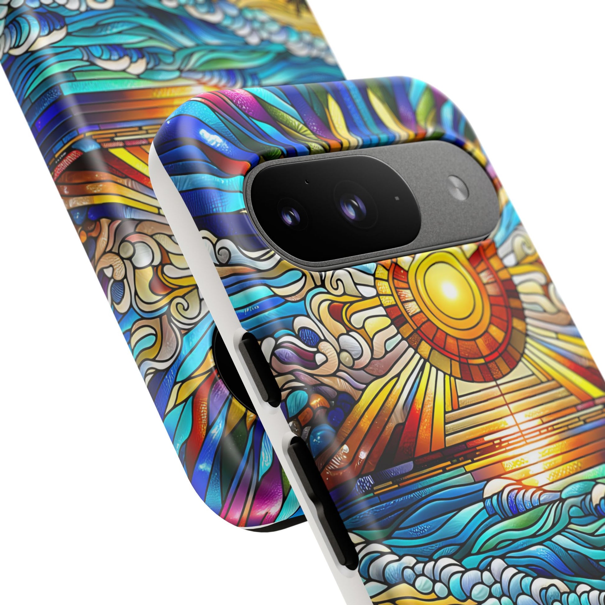 Stained Glass Tough Cases, Protective Phone Case, Nature Inspired Smartphone Cover, Beach Day Summer Accessories, Ocean Lover Gift