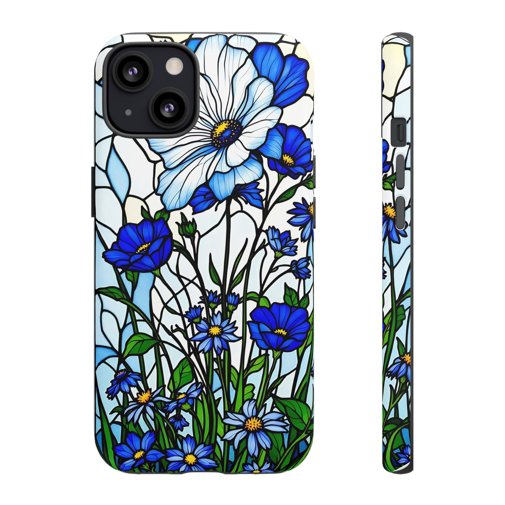 Botanical Stained Glass Tough Case - Floral Phone Cover, Protective Phone Case, Flower Pattern Phone Shell, Nature Inspired Smartphone Case,