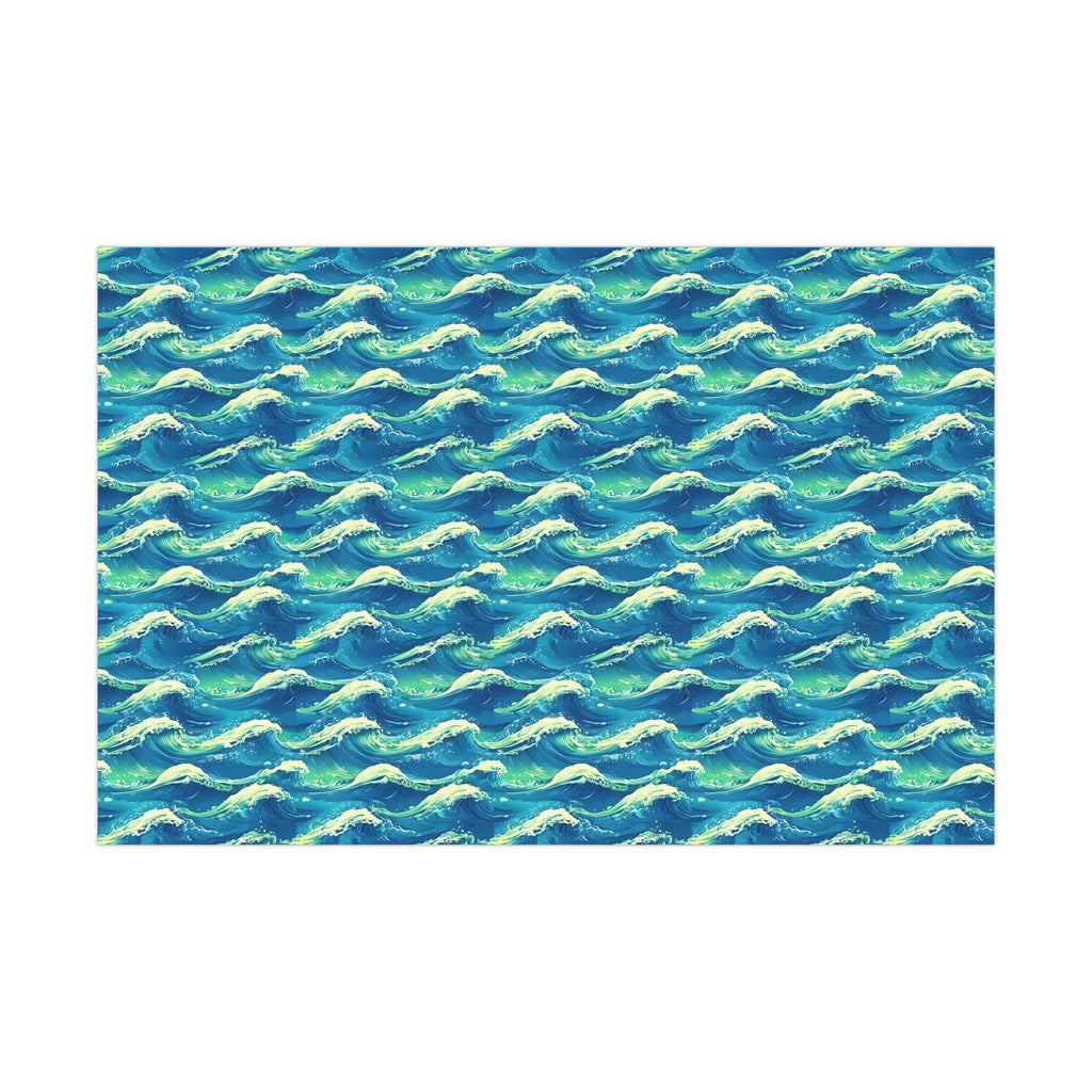 Wrapping Paper, Vibrant Seamless Ocean Waves Gift Wrap Roll, Nautical Gift Packaging, Beach Theme Gift Wrap, Coastal Holiday Wrapping