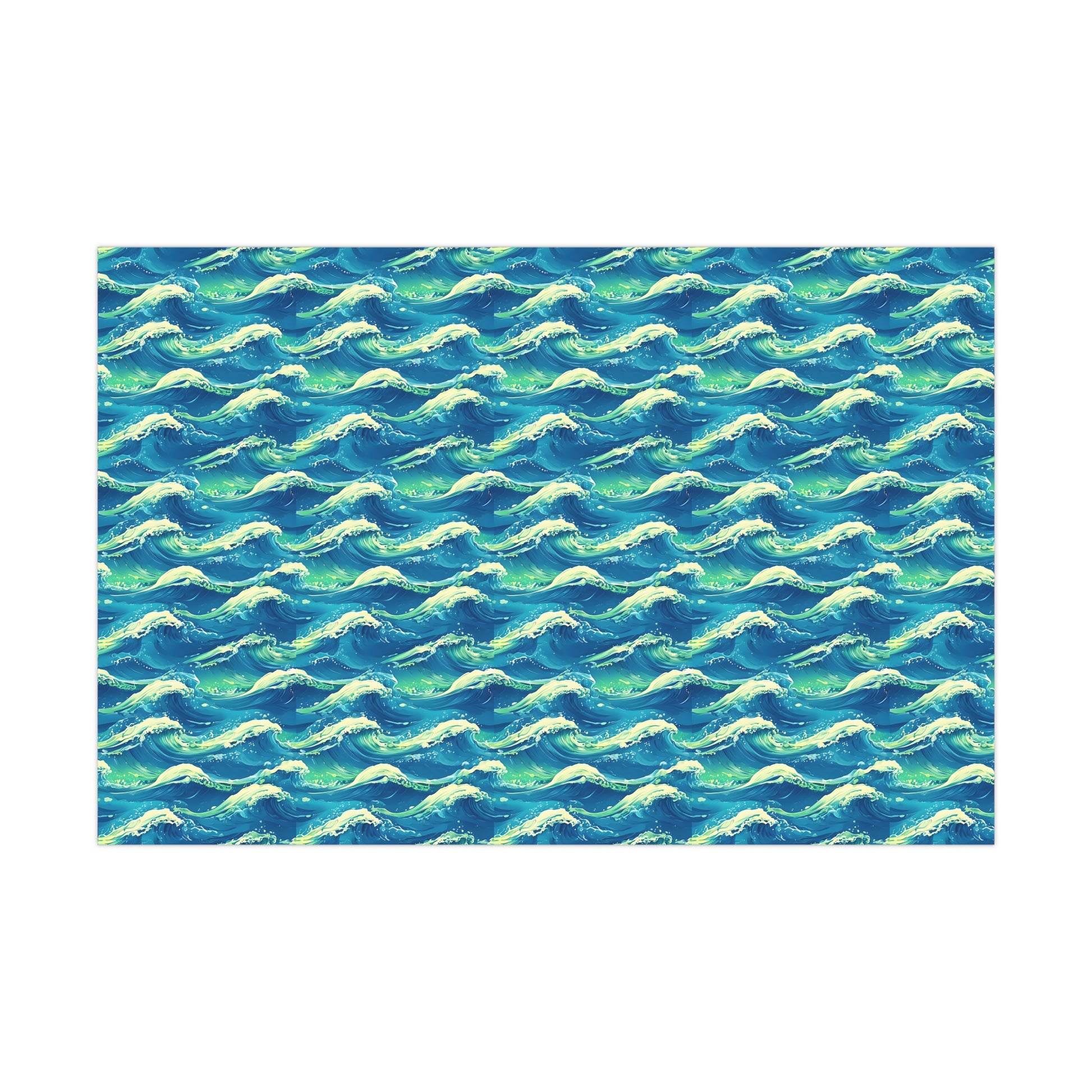 Wrapping Paper, Vibrant Seamless Ocean Waves Gift Wrap Roll, Nautical Gift Packaging, Beach Theme Gift Wrap, Coastal Holiday Wrapping