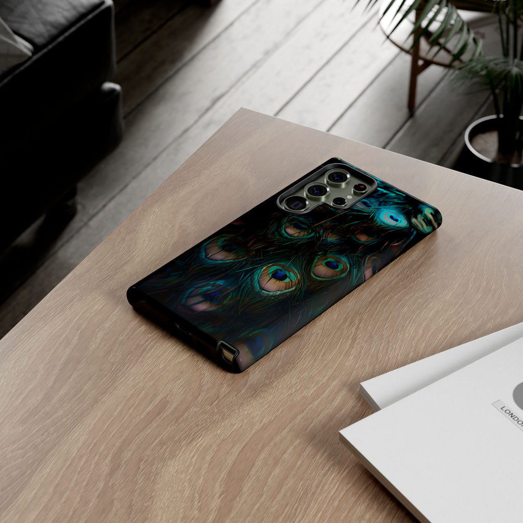 Phone Case, Close Up Peacock Feathers Design, Protective Cover, Unique Gift, Stylish Accessory, Nature Lover Gift, Feather Print Case