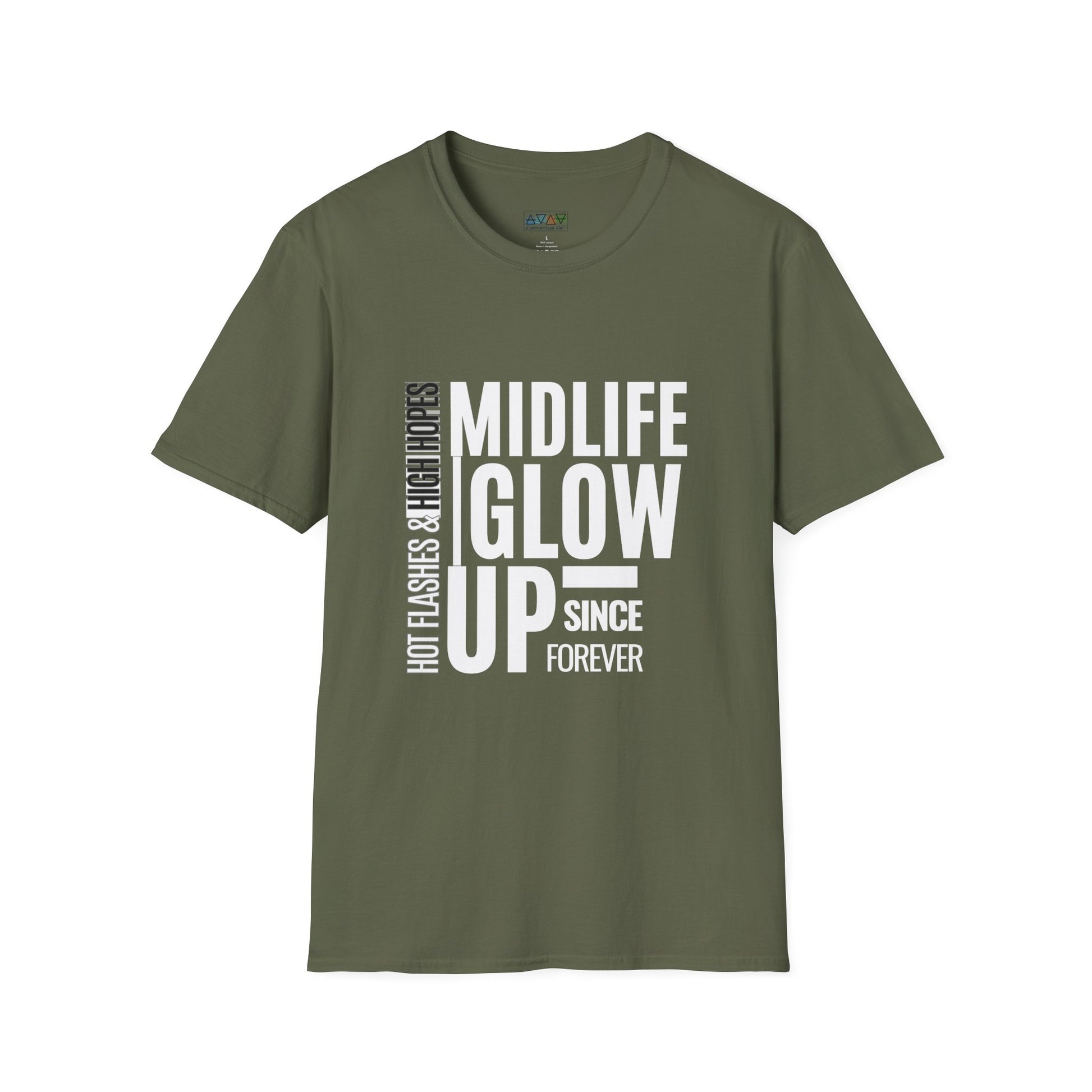 Midlife Glow Up T-Shirt - Funny Gift for Birthdays, Hot Flashes Relief, Casual Wear, Unisex Tee, Midlife Humor