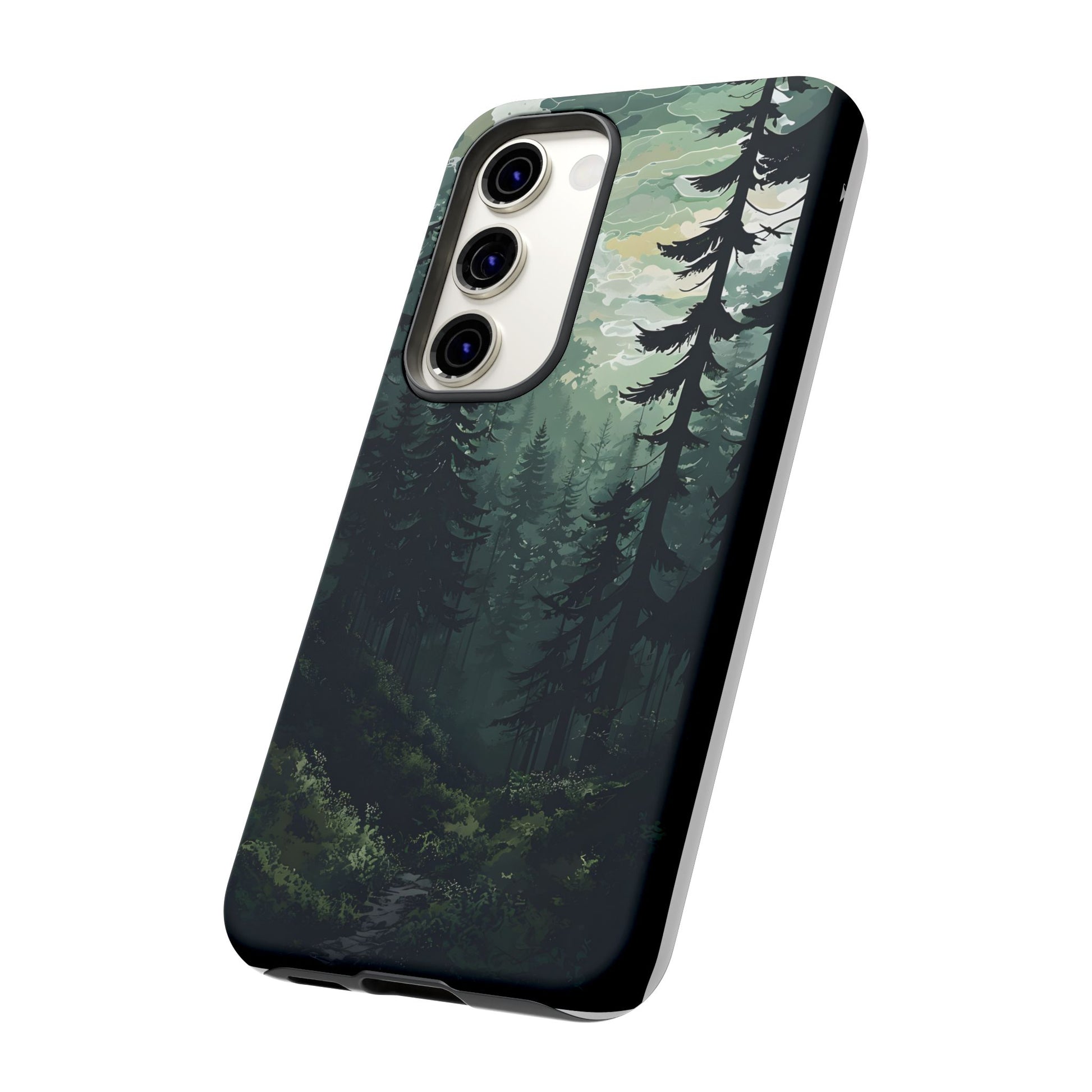 Phone Case, Serene Forest Landscape Digital Illustration Phone Case Cover, Tough Protective Cover, Unique Gift, Trendy