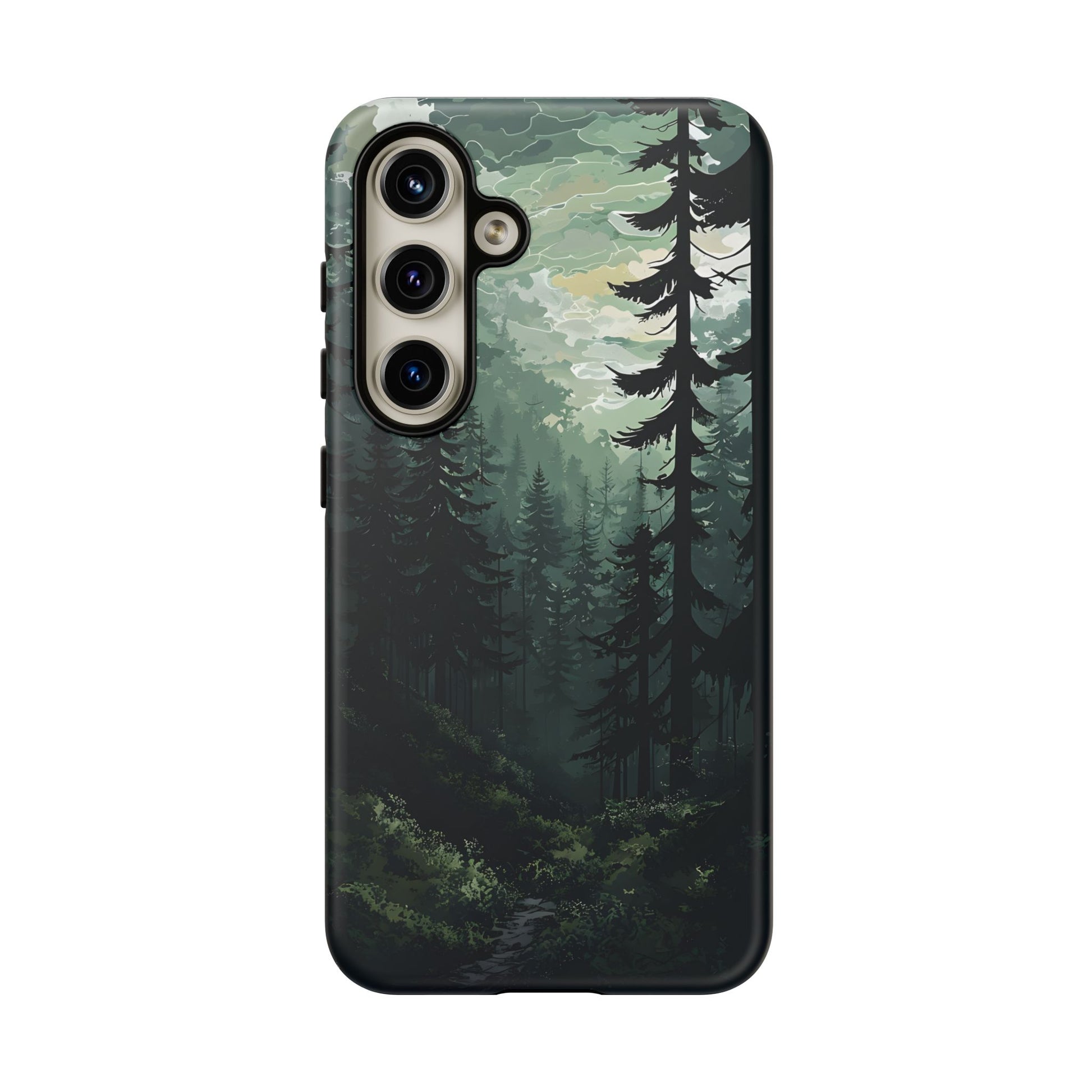 Phone Case, Serene Forest Landscape Digital Illustration Phone Case Cover, Tough Protective Cover, Unique Gift, Trendy