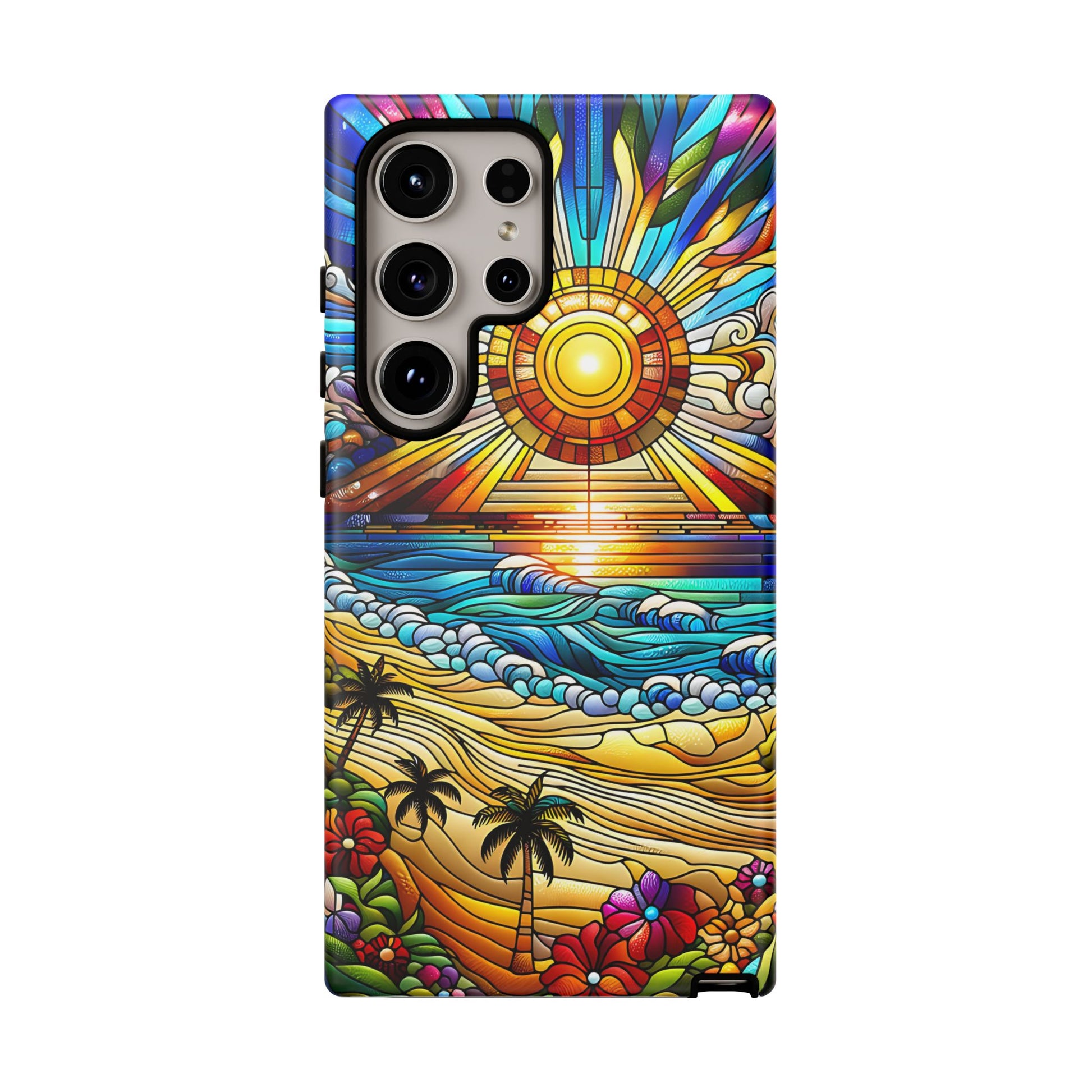 Stained Glass Tough Cases, Protective Phone Case, Nature Inspired Smartphone Cover, Beach Day Summer Accessories, Ocean Lover Gift
