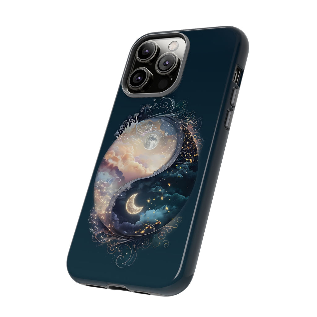 Phone Case, Yin-Yang Symbol Design, Whimsical Day Night Fantasy Print, Protective Cover, Tough Skin, Phone Accessories, Phone Protection