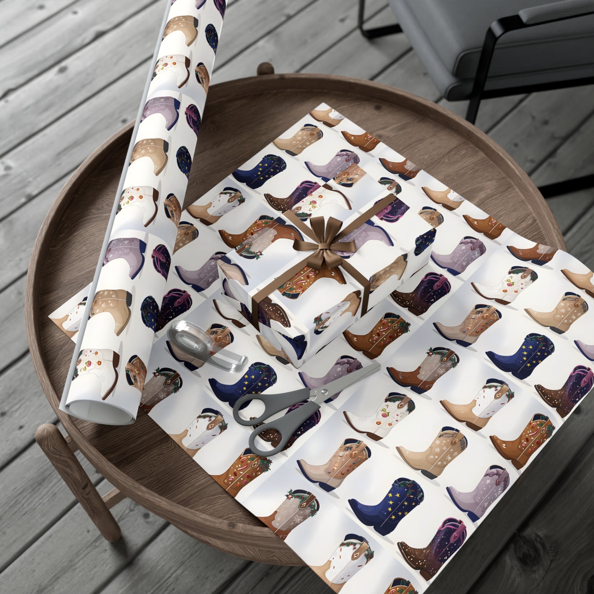 Wrapping Paper, Stylish Cowboy Boots Gift Wrap, Holiday Design Packaging, Christmas Gift Wrap, Cowboy Boot Wrapping Paper, Western Theme