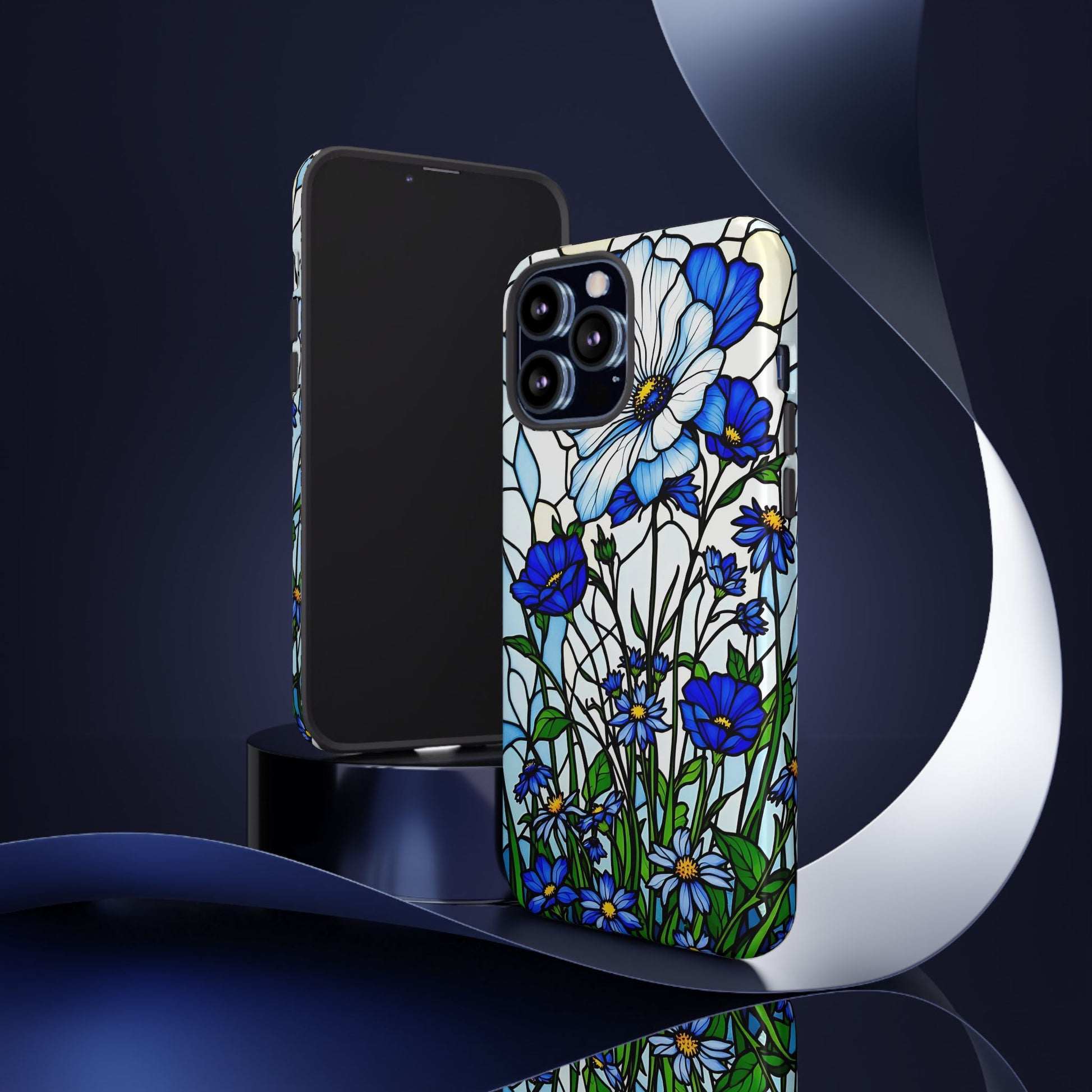 Botanical Stained Glass Tough Case - Floral Phone Cover, Protective Phone Case, Flower Pattern Phone Shell, Nature Inspired Smartphone Case,