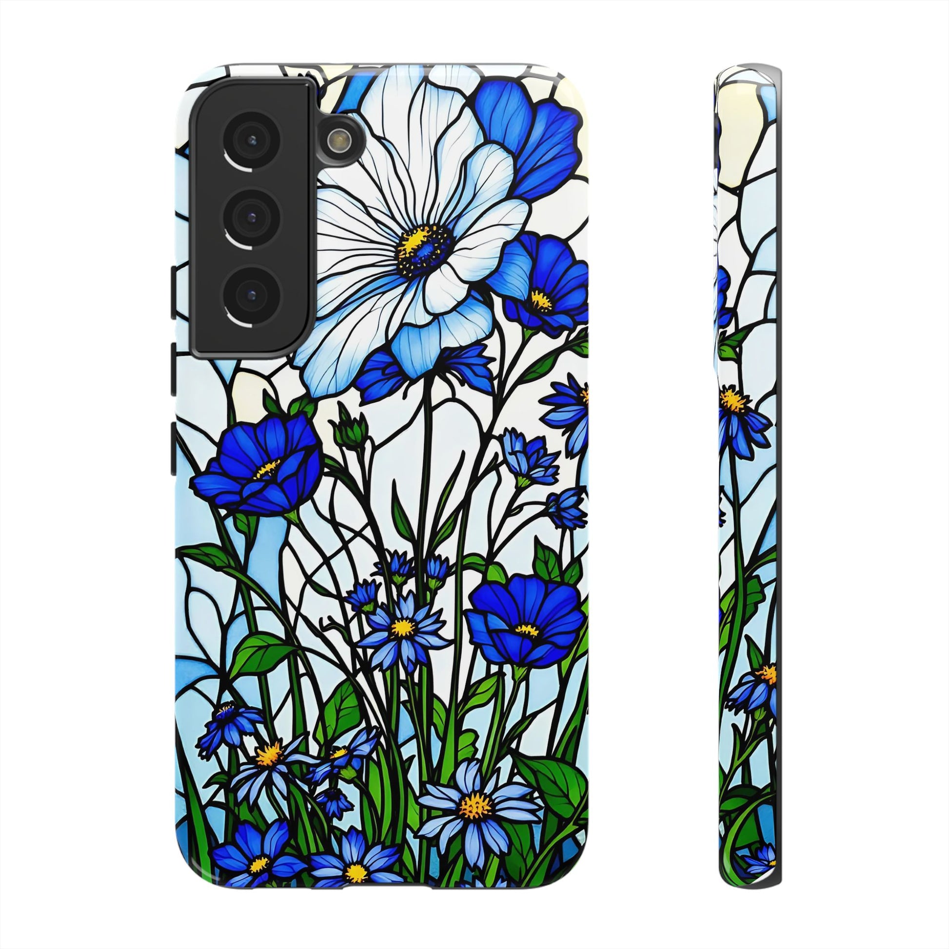 Botanical Stained Glass Tough Case - Floral Phone Cover, Protective Phone Case, Flower Pattern Phone Shell, Nature Inspired Smartphone Case,