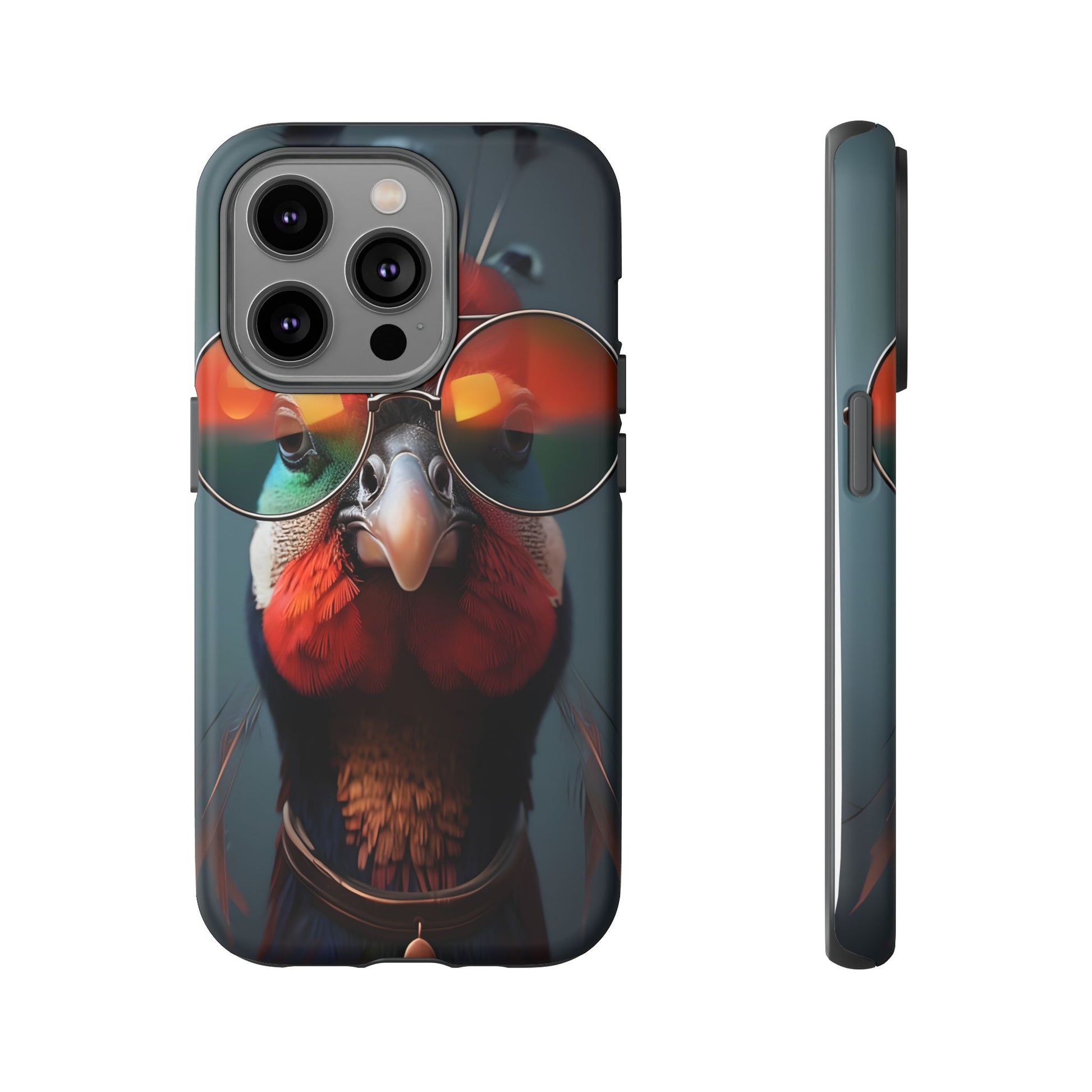 Phone Cases, Bright Exotic Bird in Cool Sunglasses, Protective Tough Cover, Tropical Animal Print, Unique Gift for Bird Lovers, Accessories