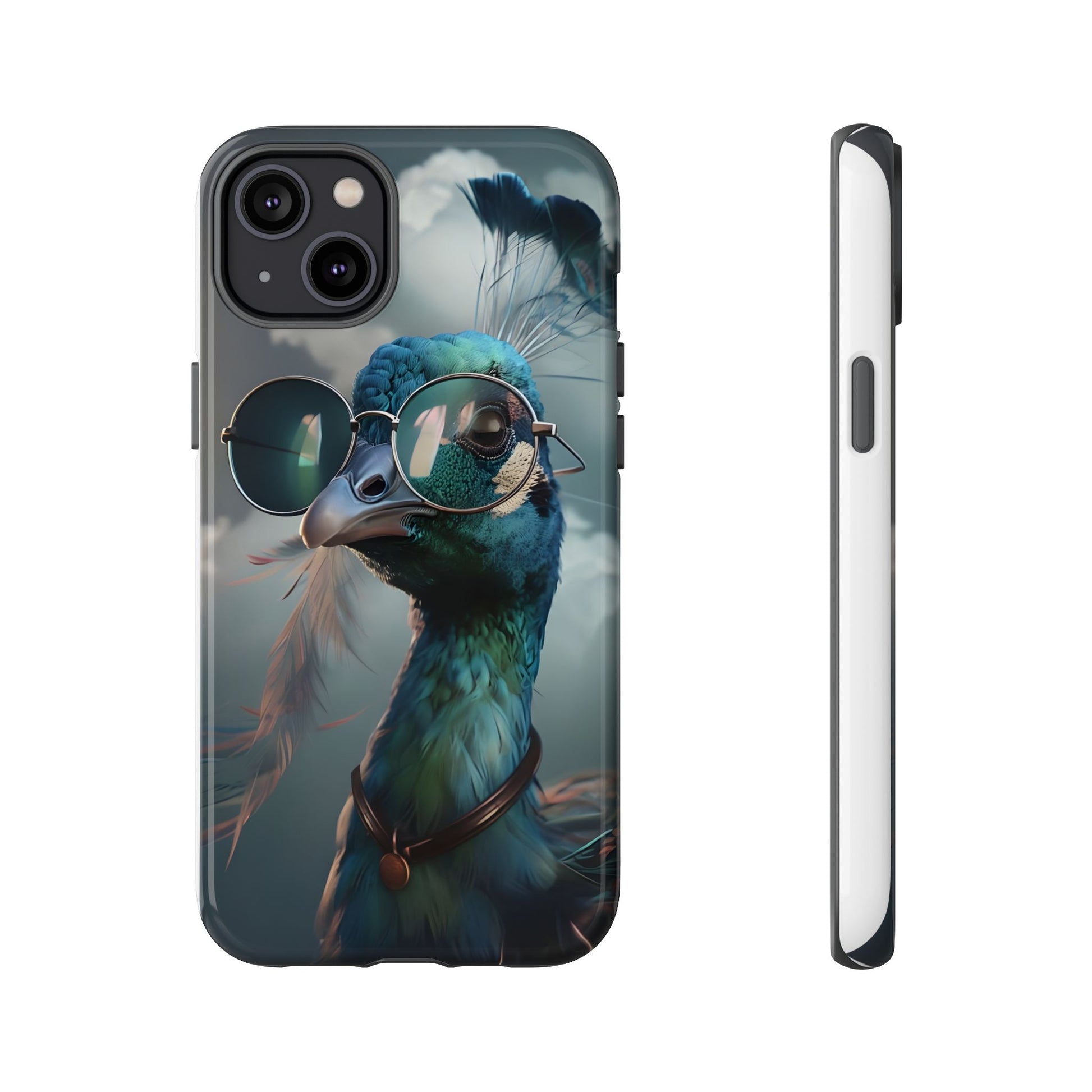 Phone Case, Peacock Design, Neon Lighting, Unique Gift, Hard Shell Cover, Protective Sleeve