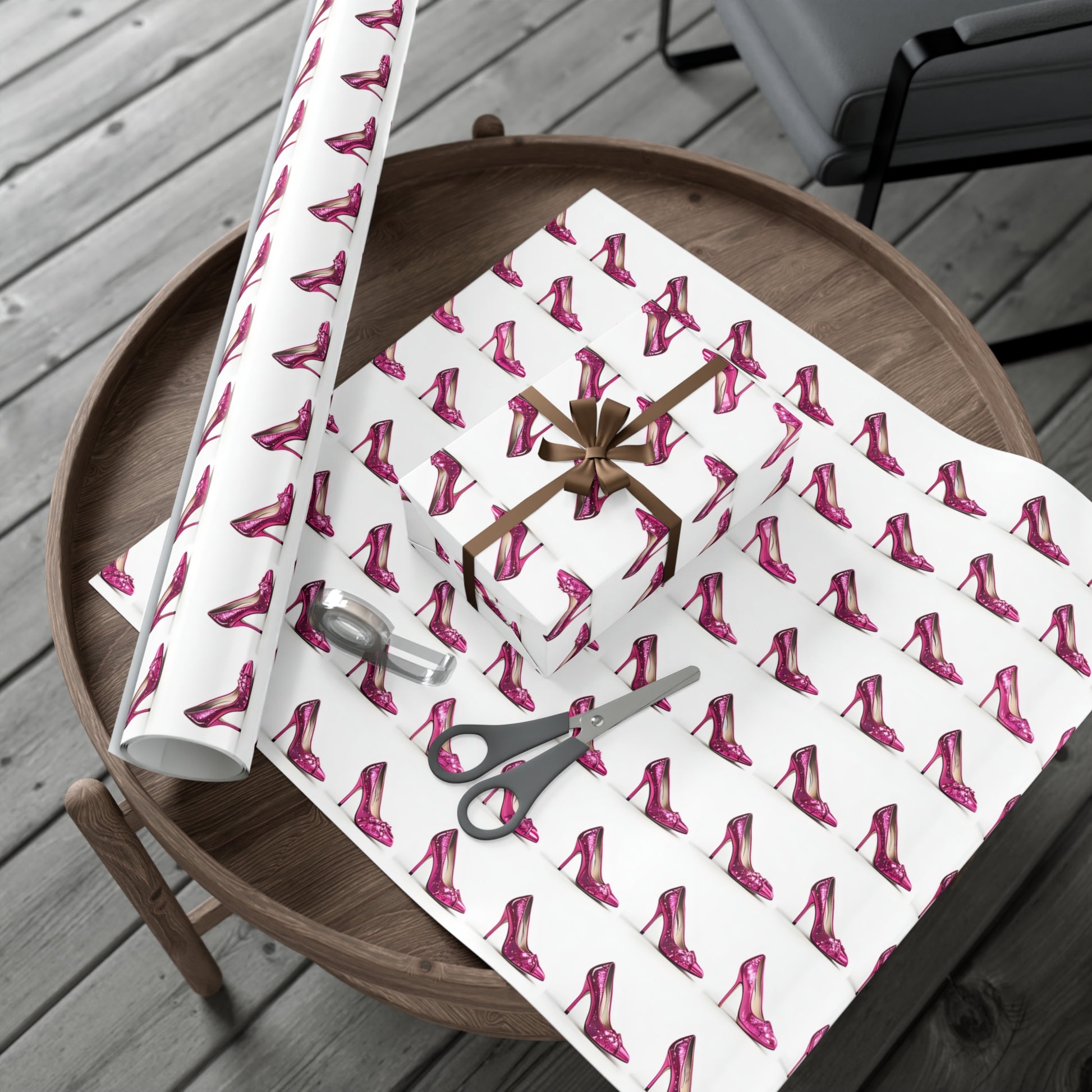 Wrapping Paper, Hot Pink High Heels On White Background - Gift Wrap Rolls, Eco-Friendly Gift Wrap, Holiday
