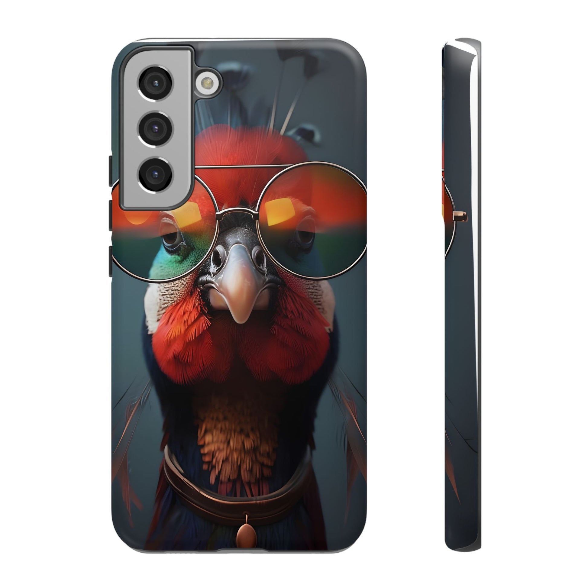 Phone Cases, Bright Exotic Bird in Cool Sunglasses, Protective Tough Cover, Tropical Animal Print, Unique Gift for Bird Lovers, Accessories