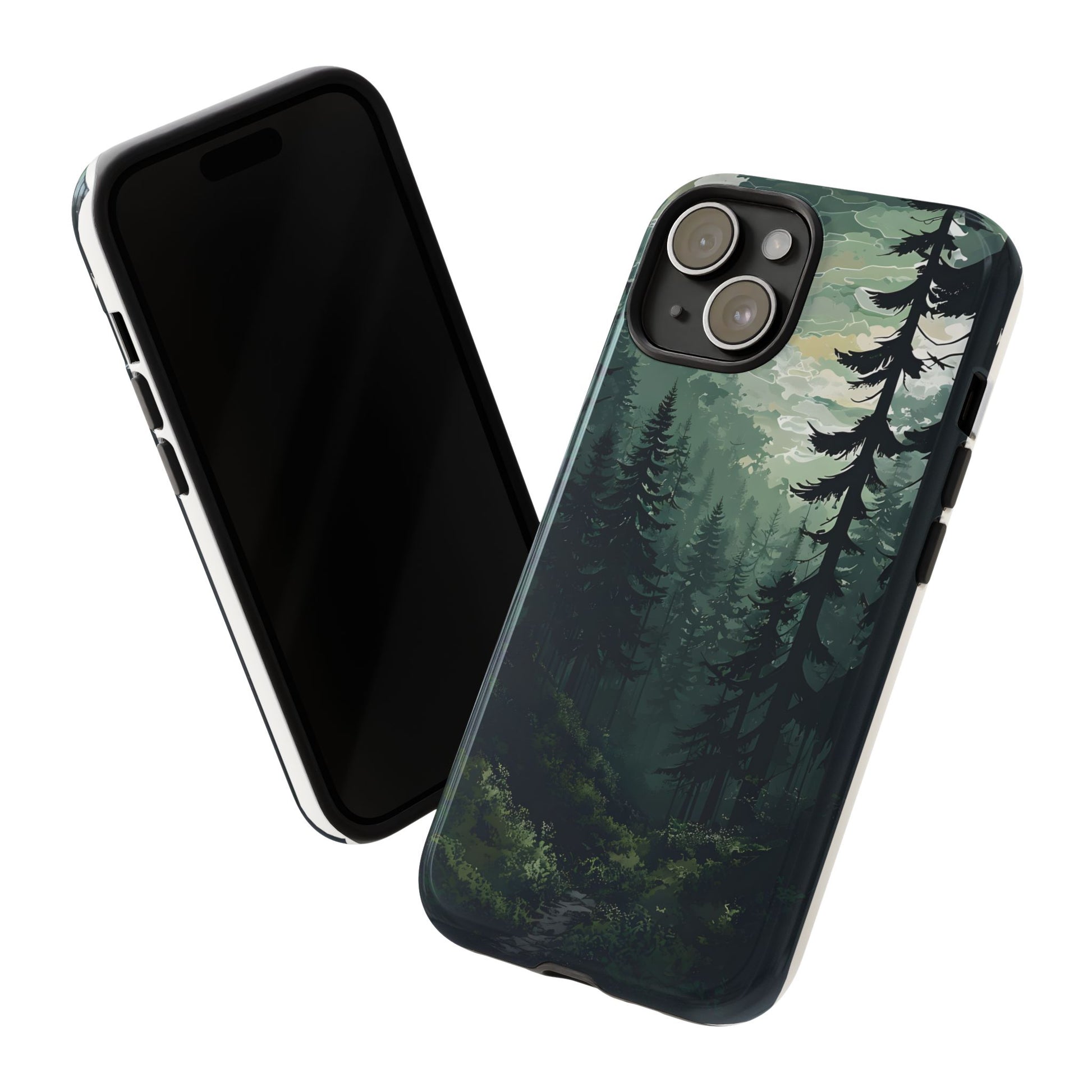 Phone Case, Serene Forest Landscape Digital Illustration Phone Case Cover, Tough Protective Cover, Unique Gift, Trendy