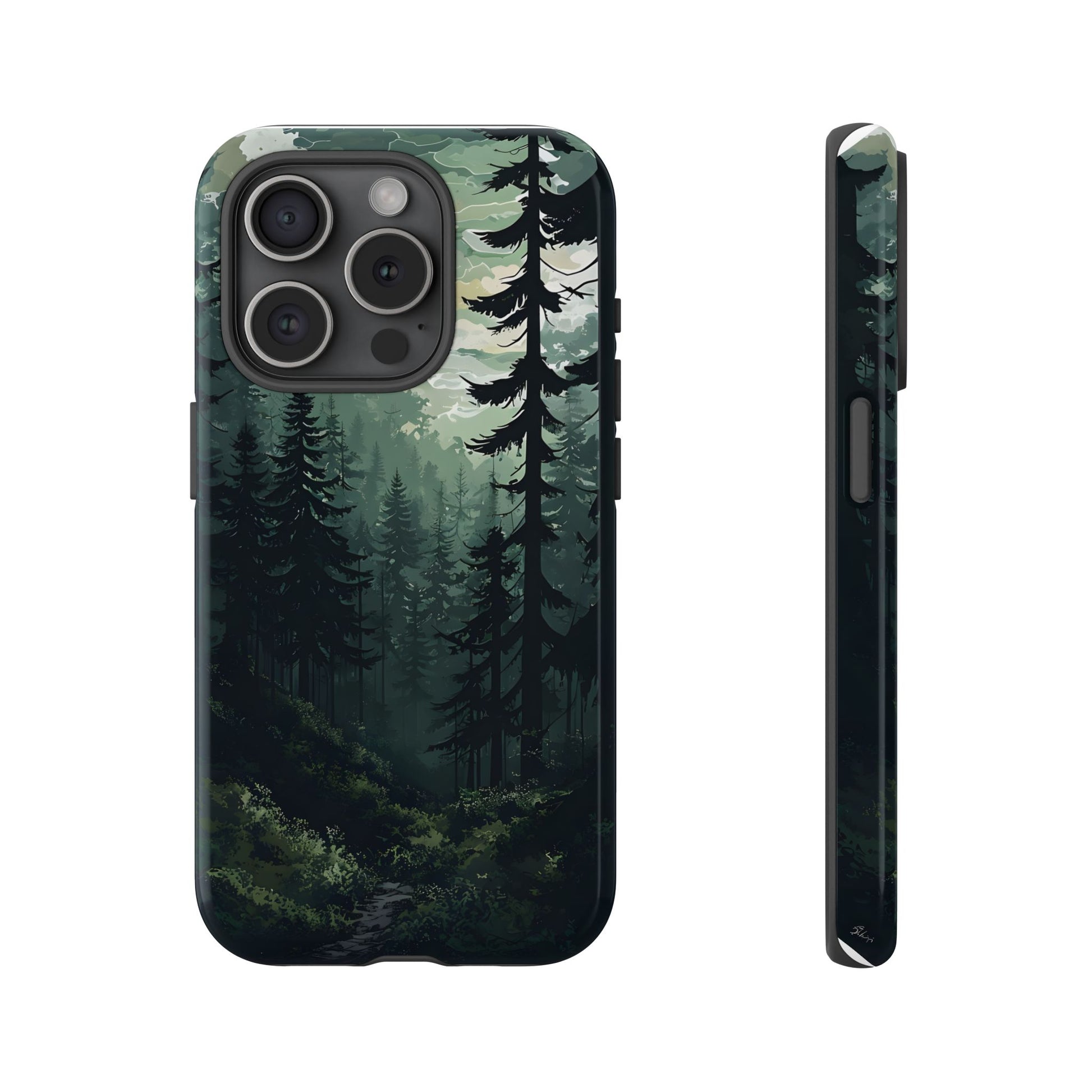 Phone Case, Serene Forest Landscape Digital Illustration Phone Case Cover, Tough Protective Cover, Unique Gift, Trendy