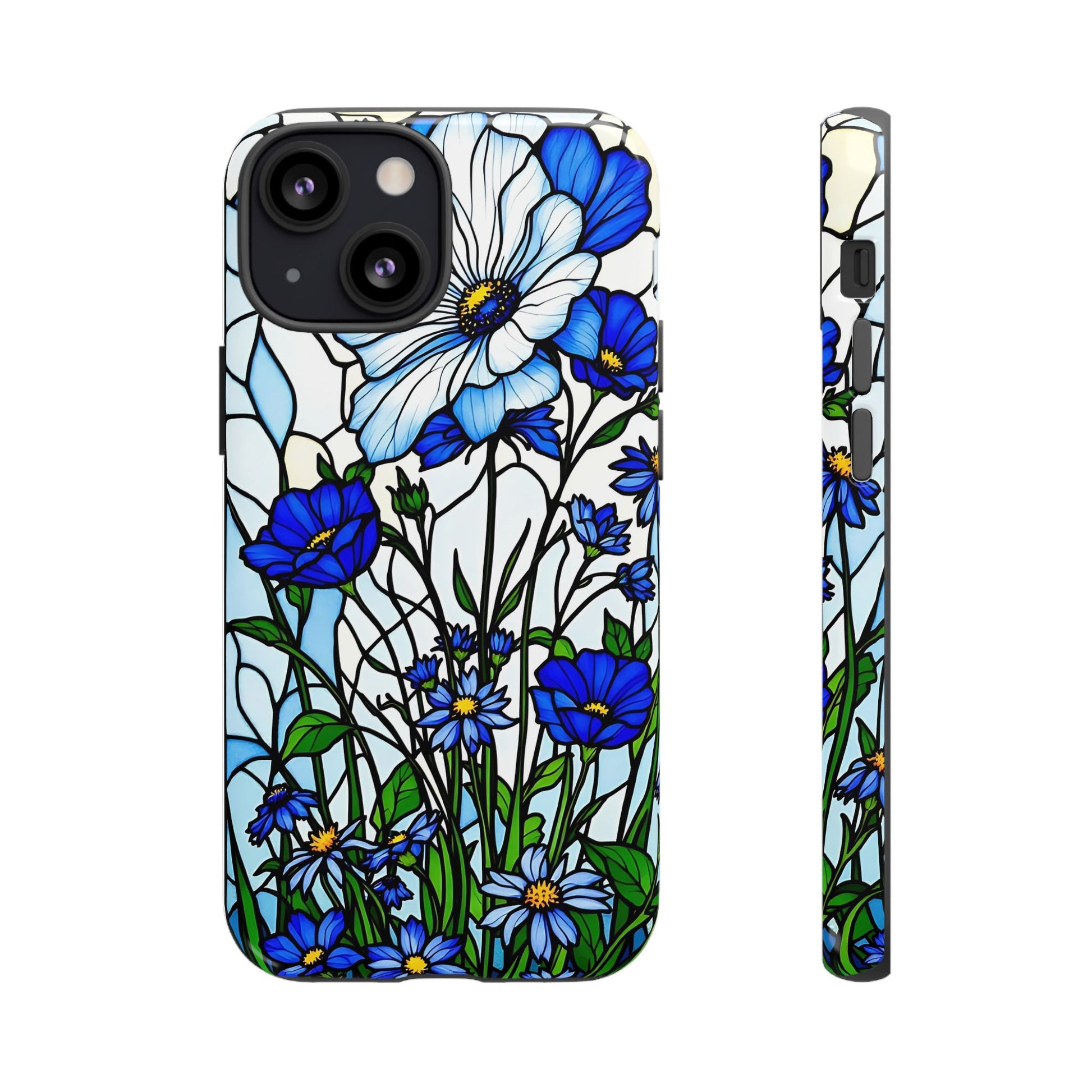 Botanical Stained Glass Tough Case - Floral Phone Cover, Protective Phone Case, Flower Pattern Phone Shell, Nature Inspired Smartphone Case,