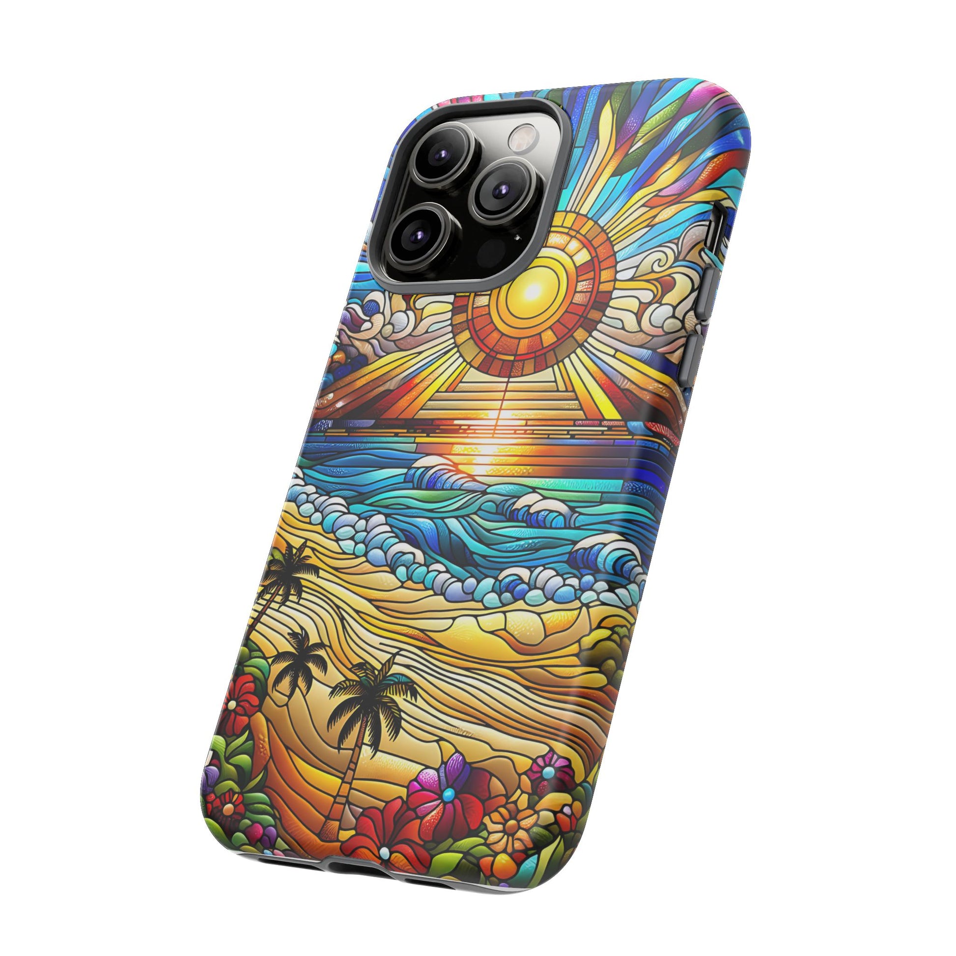 Stained Glass Tough Cases, Protective Phone Case, Nature Inspired Smartphone Cover, Beach Day Summer Accessories, Ocean Lover Gift