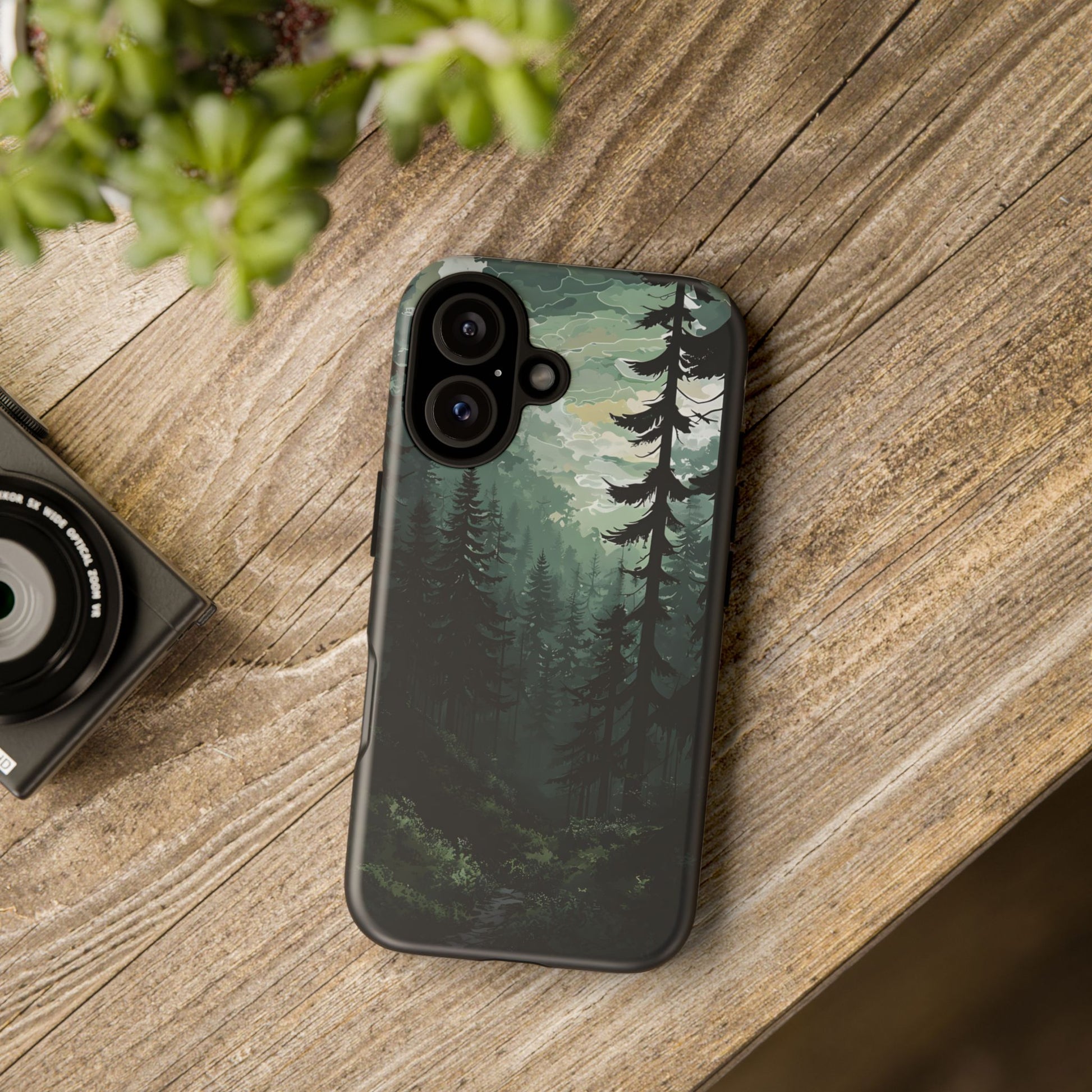 Phone Case, Serene Forest Landscape Digital Illustration Phone Case Cover, Tough Protective Cover, Unique Gift, Trendy
