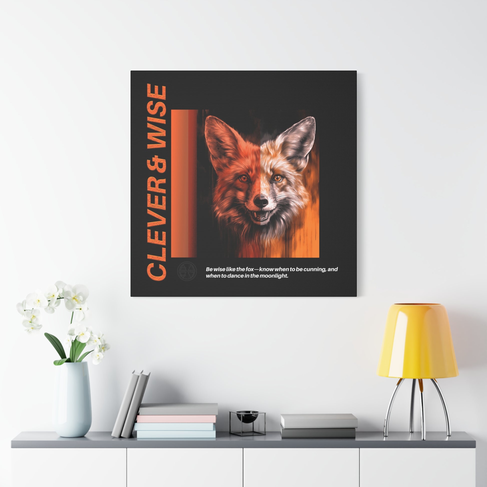 Fox Canvas Art, Inspirational & Wise Wall Decor, Nature Gift, Wildlife, Abstract Animal Artwork, Clever Motivational Matte Canvas