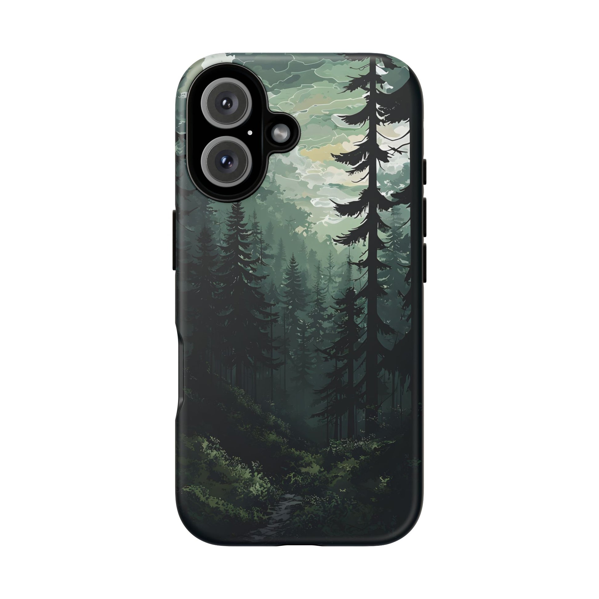 Phone Case, Serene Forest Landscape Digital Illustration Phone Case Cover, Tough Protective Cover, Unique Gift, Trendy