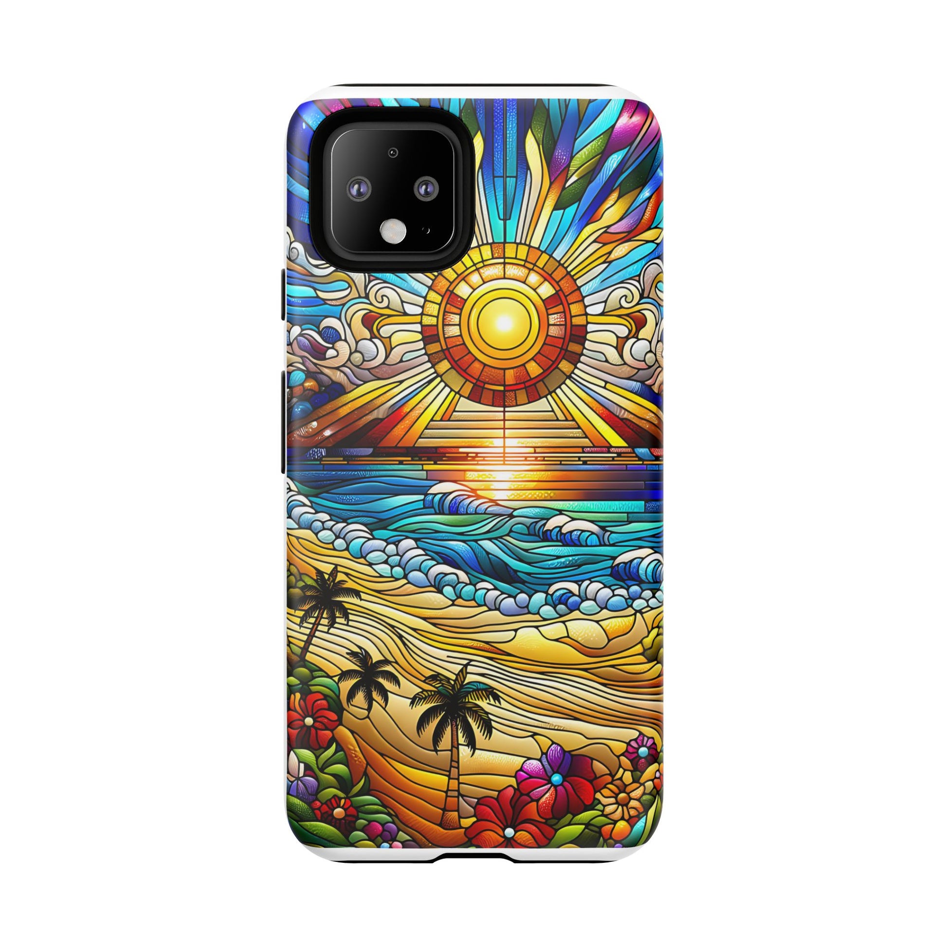 Stained Glass Tough Cases, Protective Phone Case, Nature Inspired Smartphone Cover, Beach Day Summer Accessories, Ocean Lover Gift
