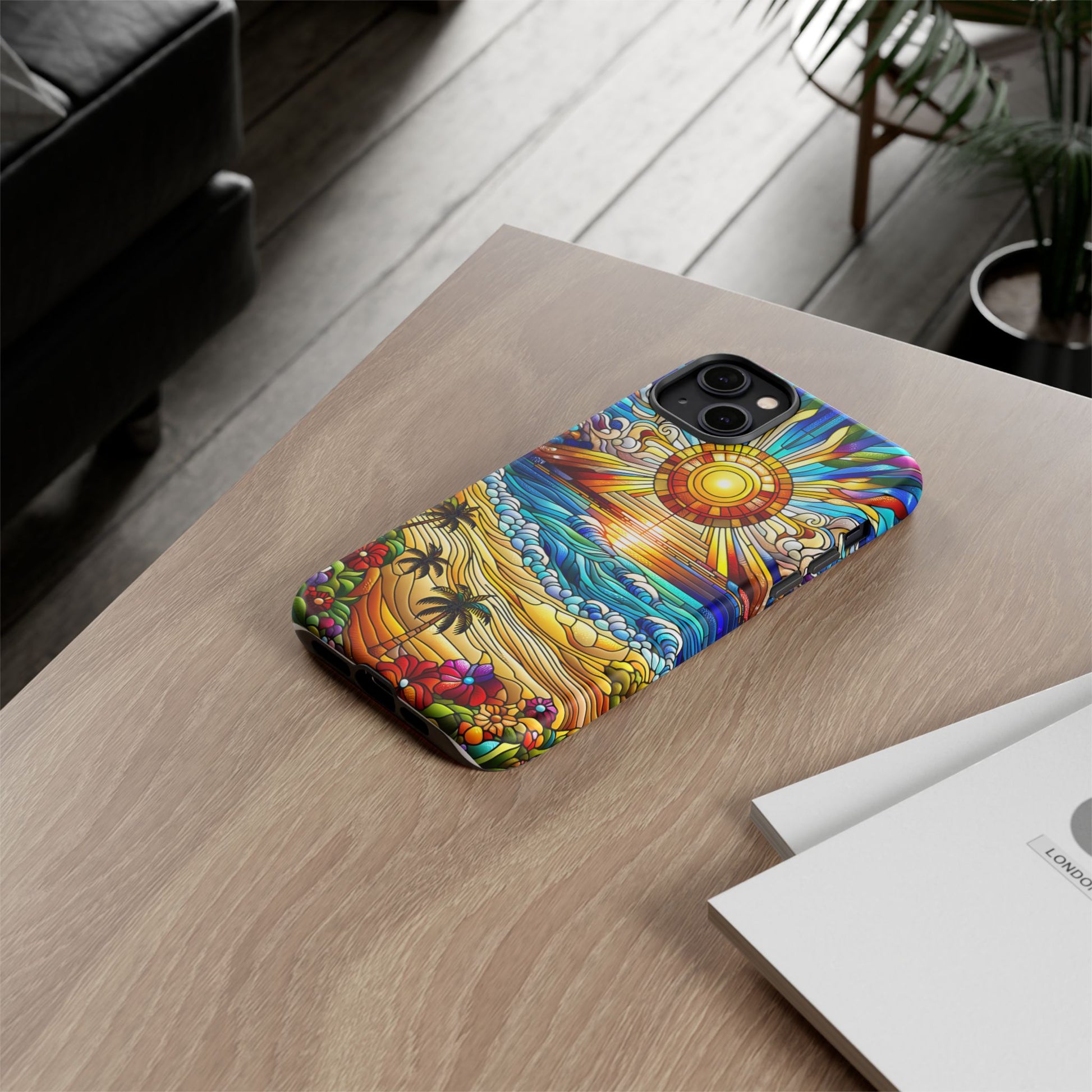 Stained Glass Tough Cases, Protective Phone Case, Nature Inspired Smartphone Cover, Beach Day Summer Accessories, Ocean Lover Gift