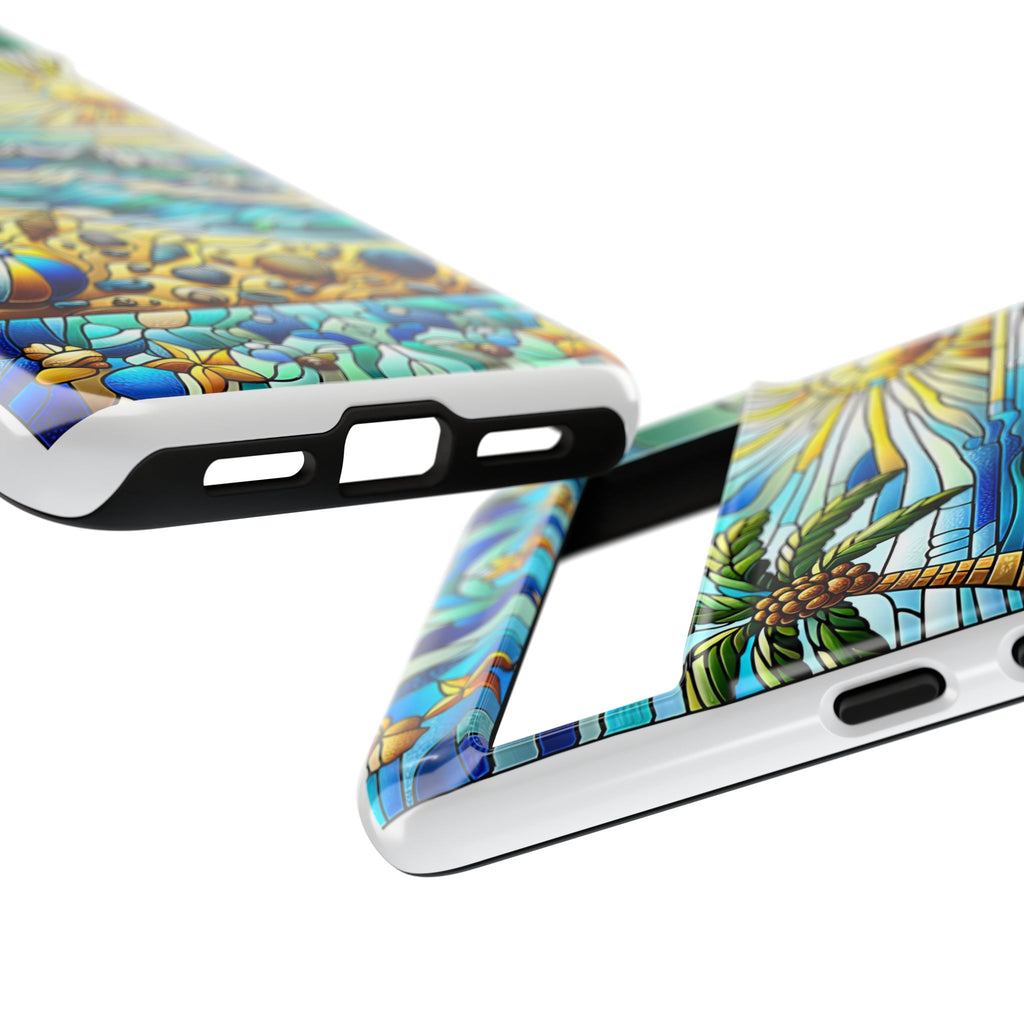 Stained Glass Tough Case, Protective Phone Case, Nature Inspired Smartphone Case, Summer Beach Play Day Phone Cover, Tough Phone Case for