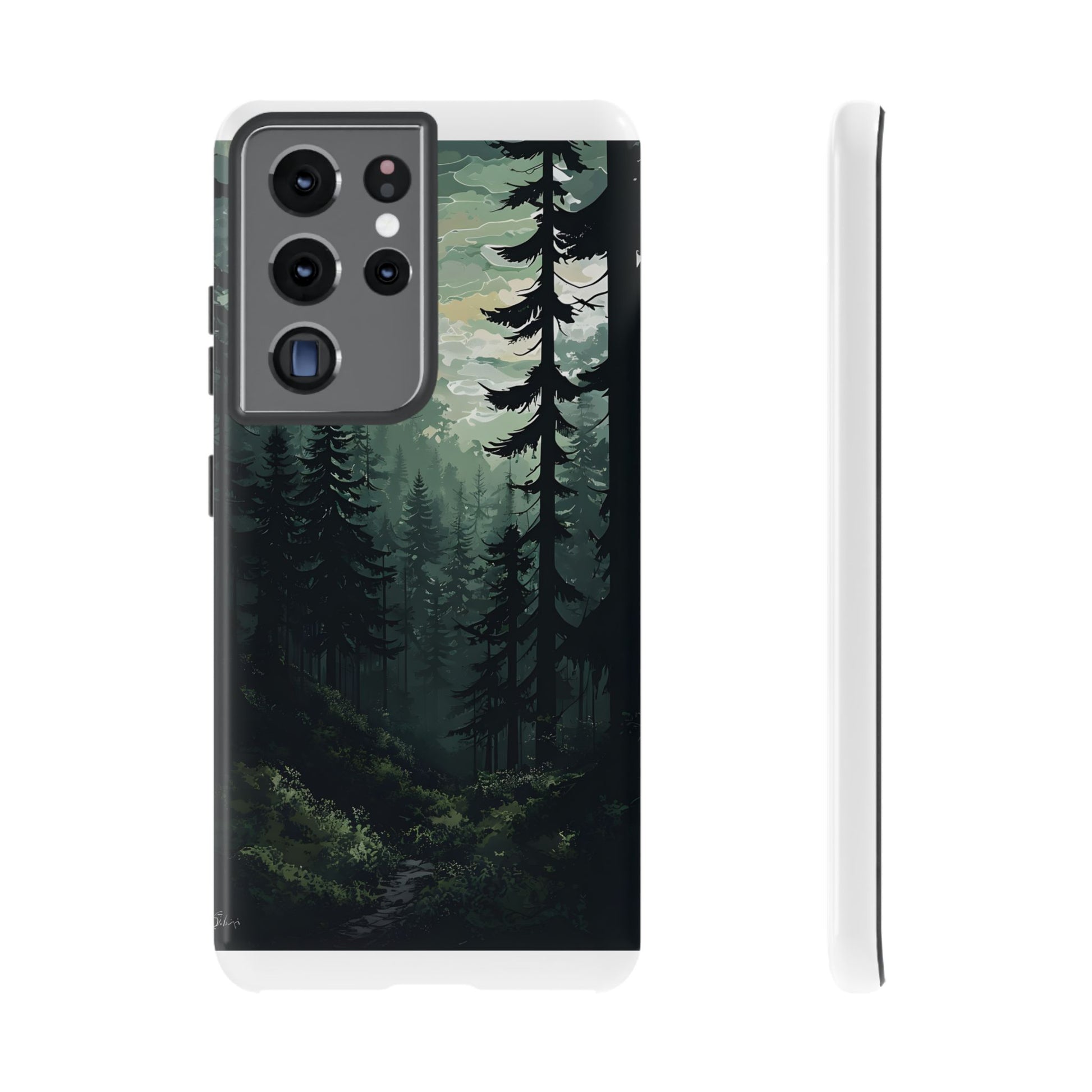 Phone Case, Serene Forest Landscape Digital Illustration Phone Case Cover, Tough Protective Cover, Unique Gift, Trendy