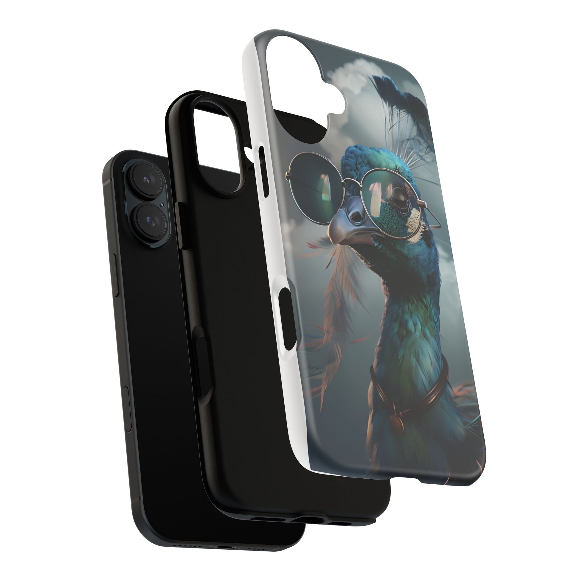 Phone Case, Peacock Design, Neon Lighting, Unique Gift, Hard Shell Cover, Protective Sleeve