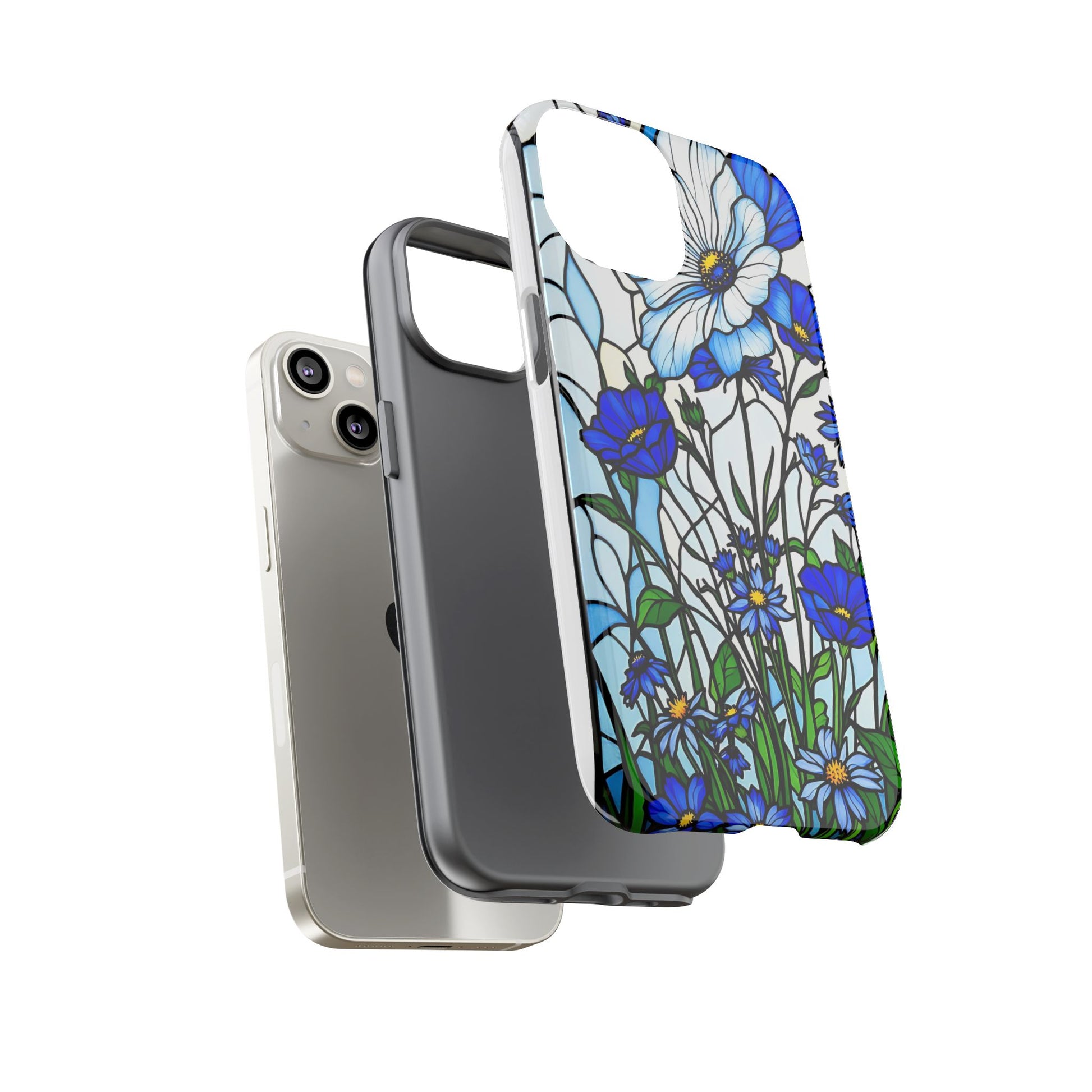 Botanical Stained Glass Tough Case - Floral Phone Cover, Protective Phone Case, Flower Pattern Phone Shell, Nature Inspired Smartphone Case,