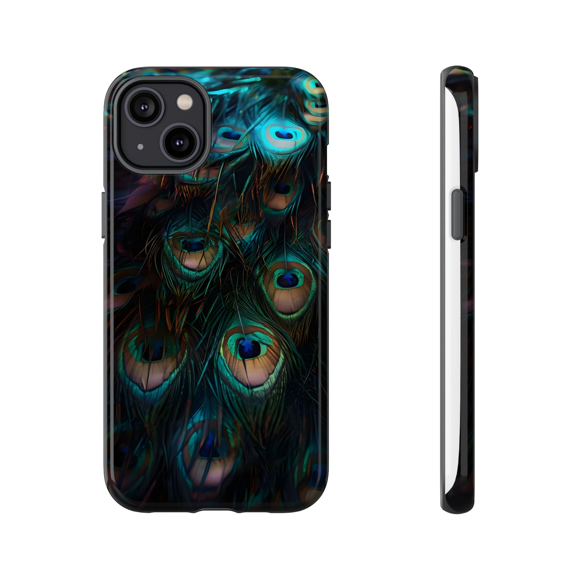 Phone Case, Close Up Peacock Feathers Design, Protective Cover, Unique Gift, Stylish Accessory, Nature Lover Gift, Feather Print Case