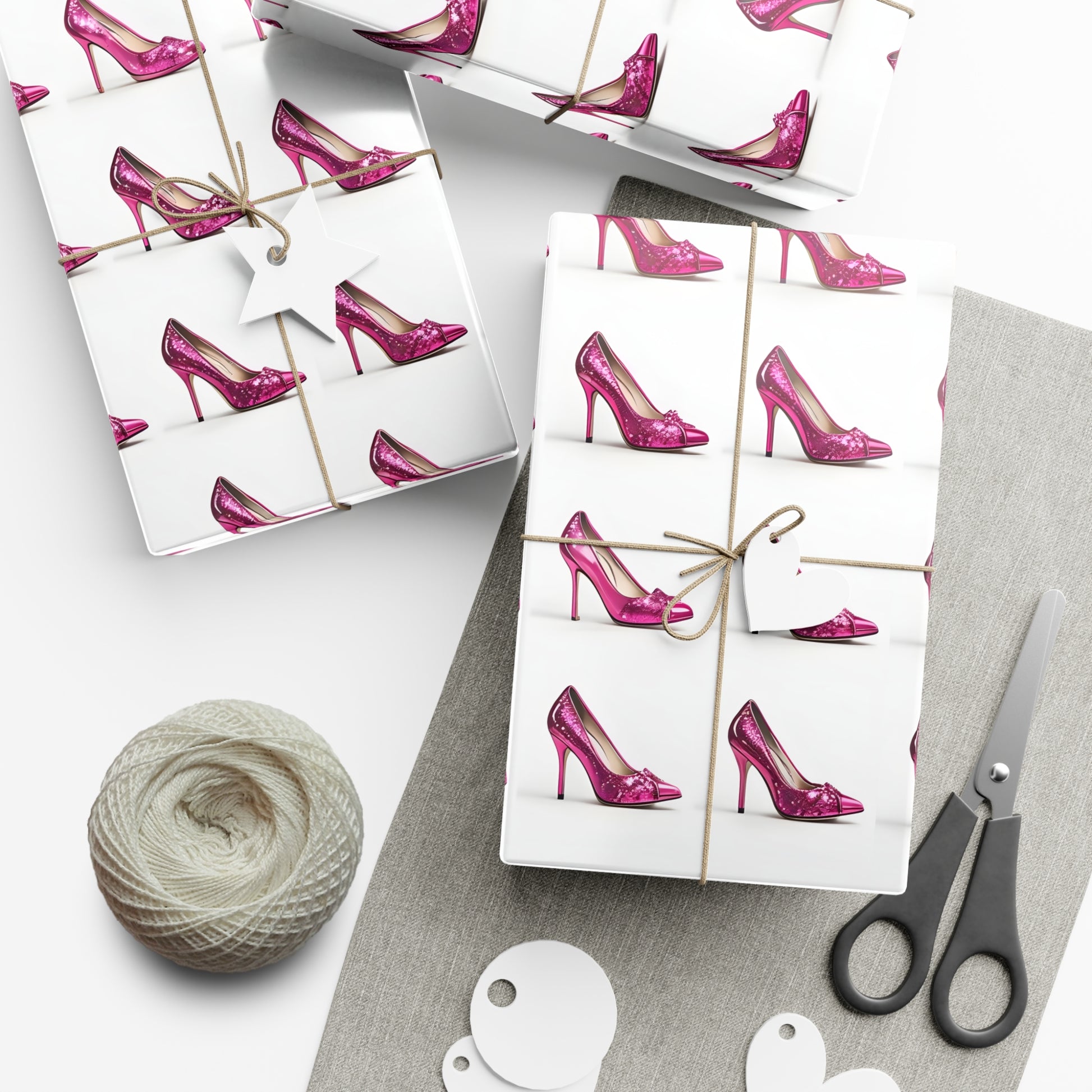 Wrapping Paper, Hot Pink High Heels On White Background - Gift Wrap Rolls, Eco-Friendly Gift Wrap, Holiday