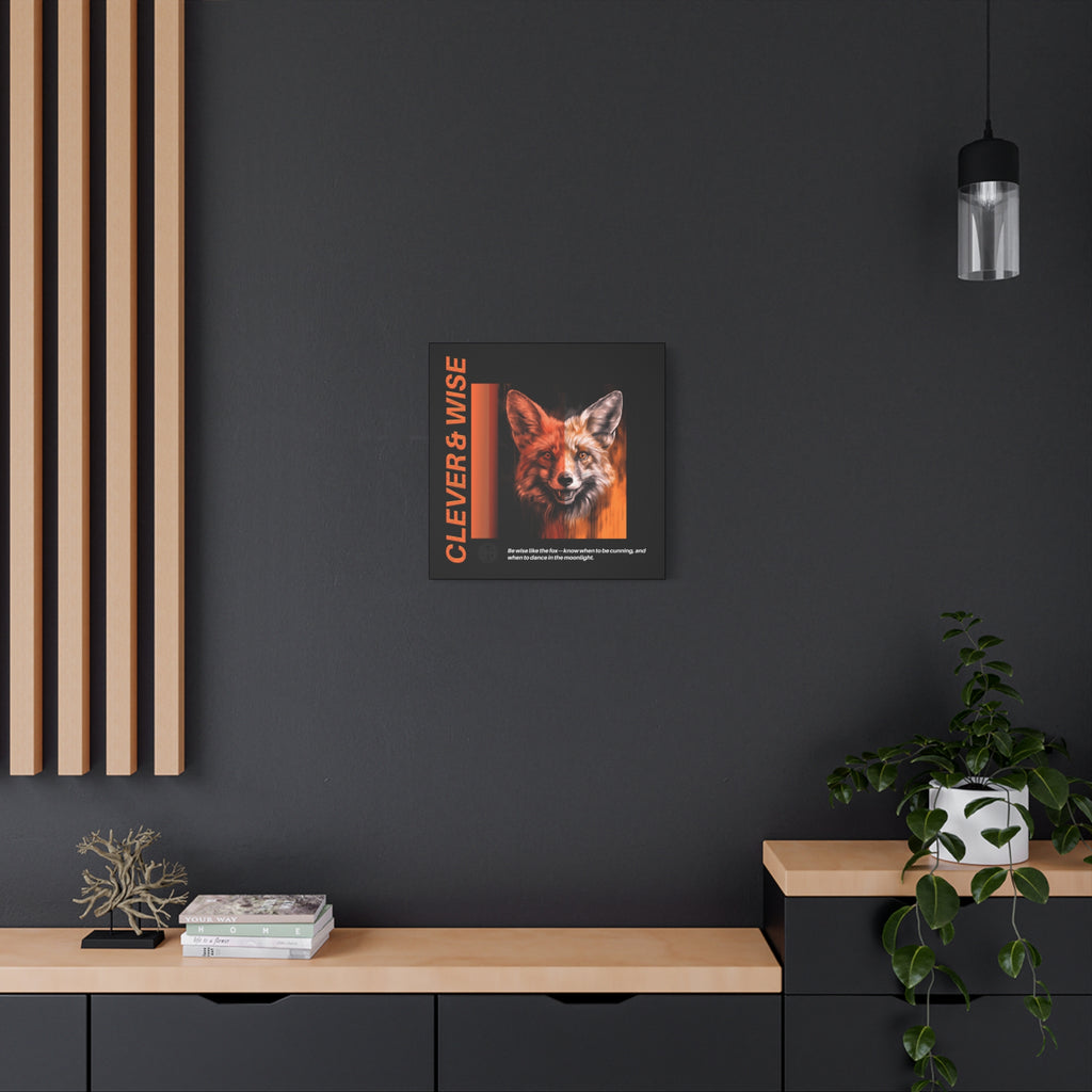 Fox Canvas Art, Inspirational & Wise Wall Decor, Nature Gift, Wildlife, Abstract Animal Artwork, Clever Motivational Matte Canvas