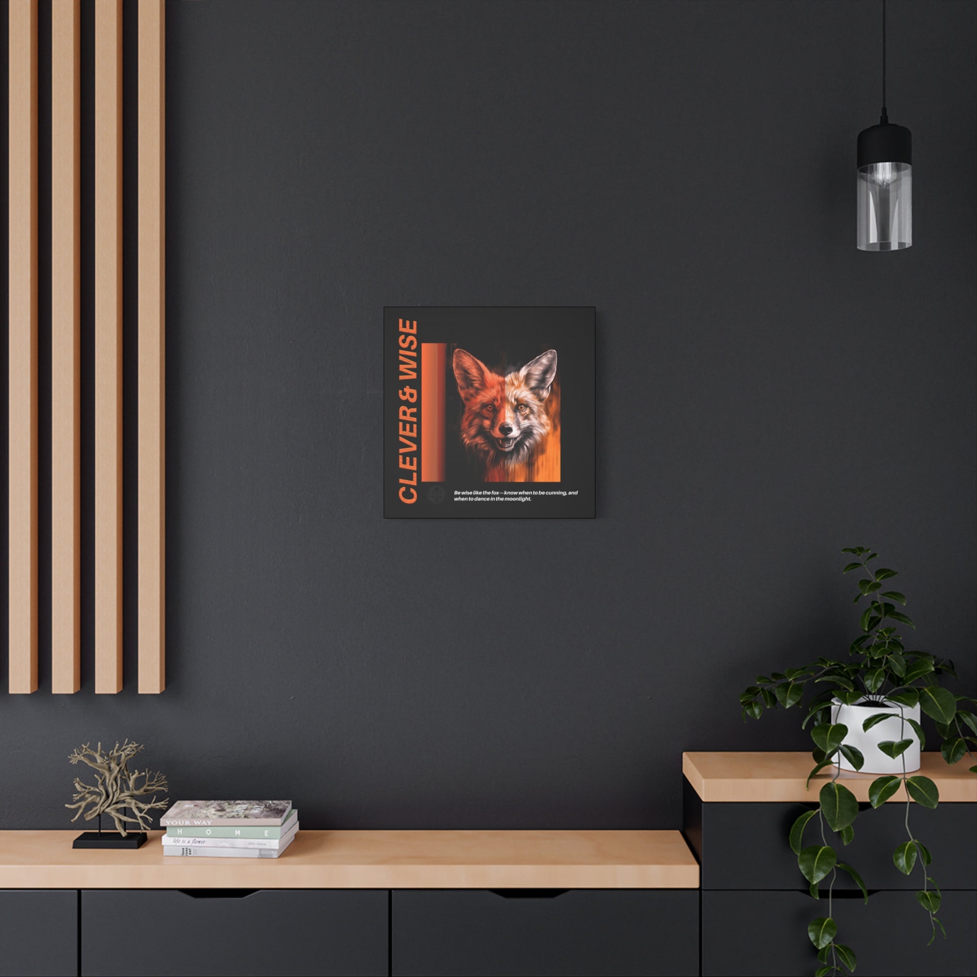 Fox Canvas Art, Inspirational & Wise Wall Decor, Nature Gift, Wildlife, Abstract Animal Artwork, Clever Motivational Matte Canvas