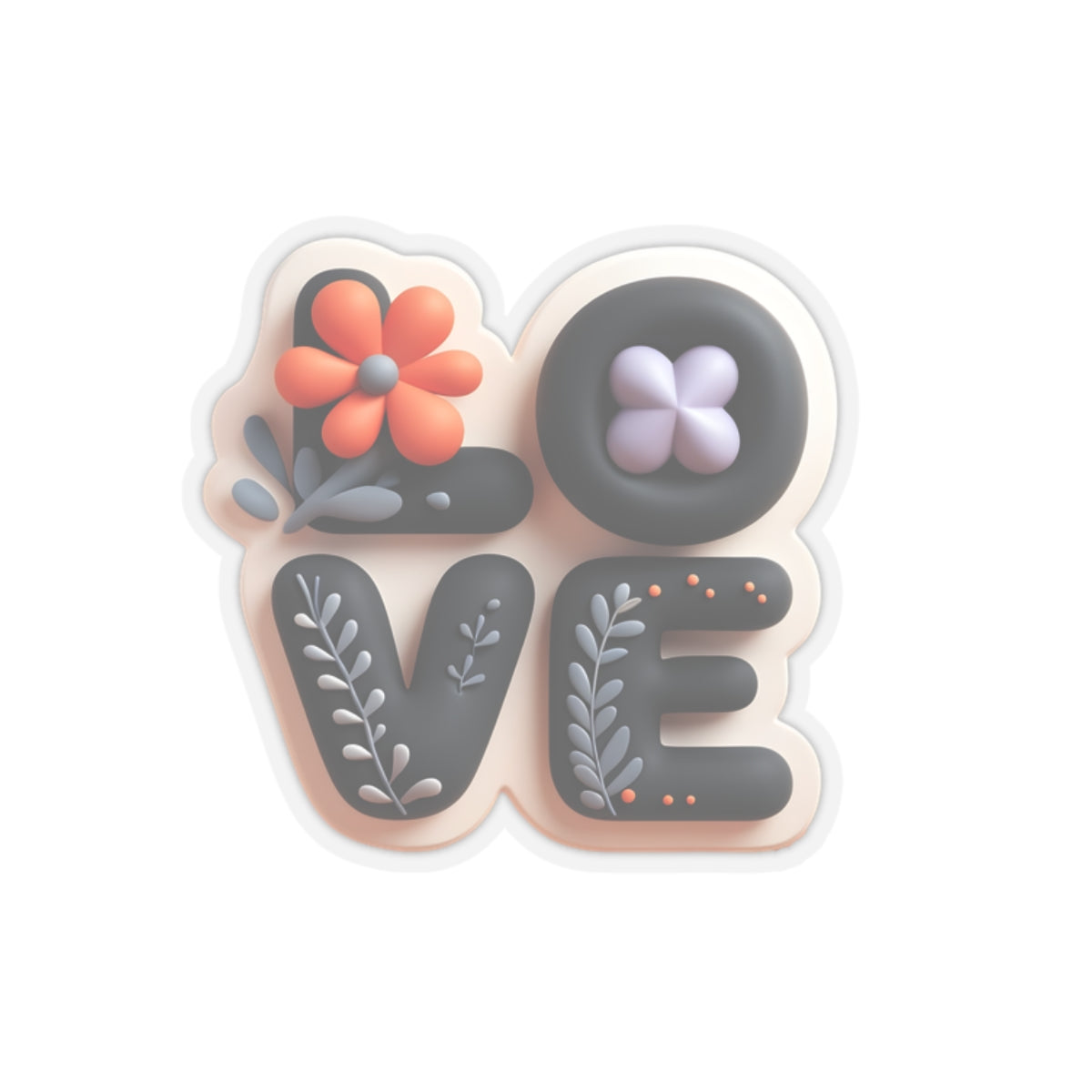 Love Typography Stickers, Nature-Inspired 3D Decals, Romantic Laptop Decals, Bold Love Stickers, Cute Scrapbook Stickers, Kiss-Cut Planner