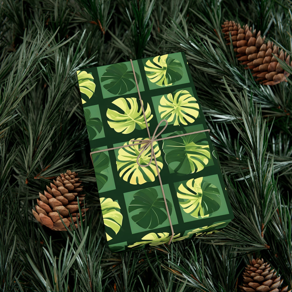 Wrapping Paper, Vibrant Tropical Botanical Pattern With Monstera Leaves - Gift Wrap Rolls, Eco-Friendly Gift Wrap, Holiday Season Wrapping