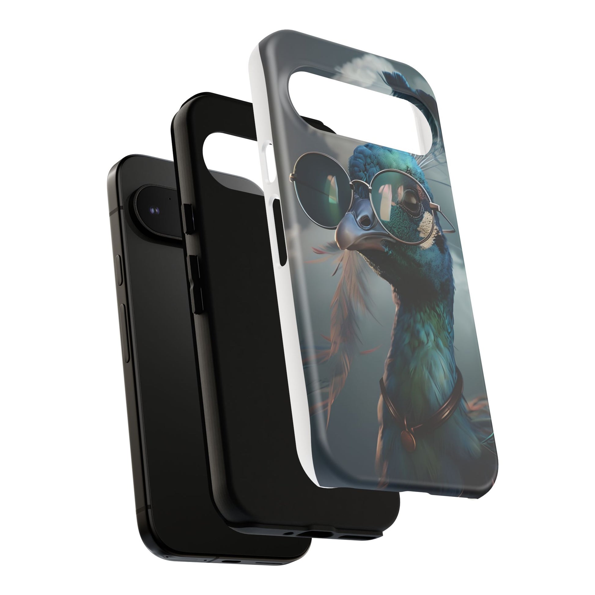 Phone Case, Peacock Design, Neon Lighting, Unique Gift, Hard Shell Cover, Protective Sleeve