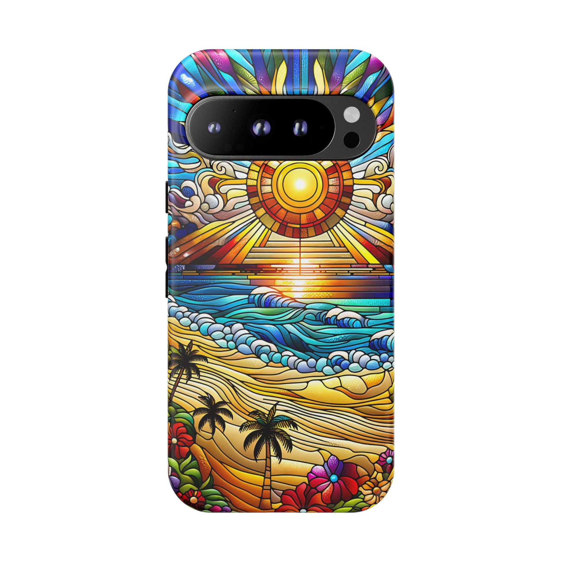 Stained Glass Tough Cases, Protective Phone Case, Nature Inspired Smartphone Cover, Beach Day Summer Accessories, Ocean Lover Gift