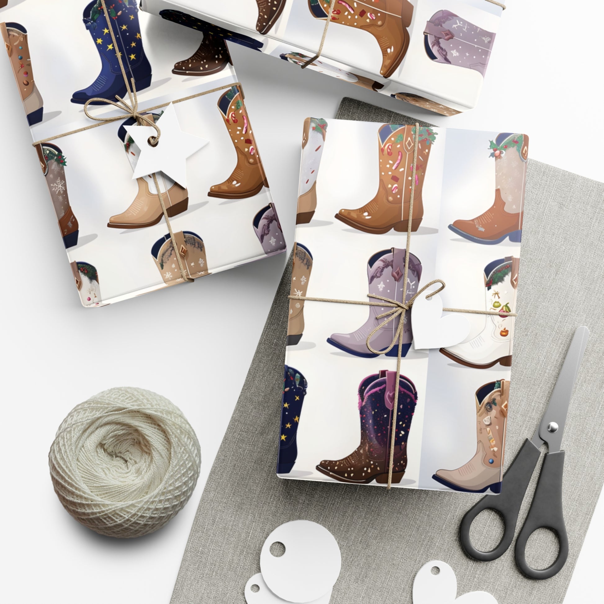 Wrapping Paper, Stylish Cowboy Boots Gift Wrap, Holiday Design Packaging, Christmas Gift Wrap, Cowboy Boot Wrapping Paper, Western Theme