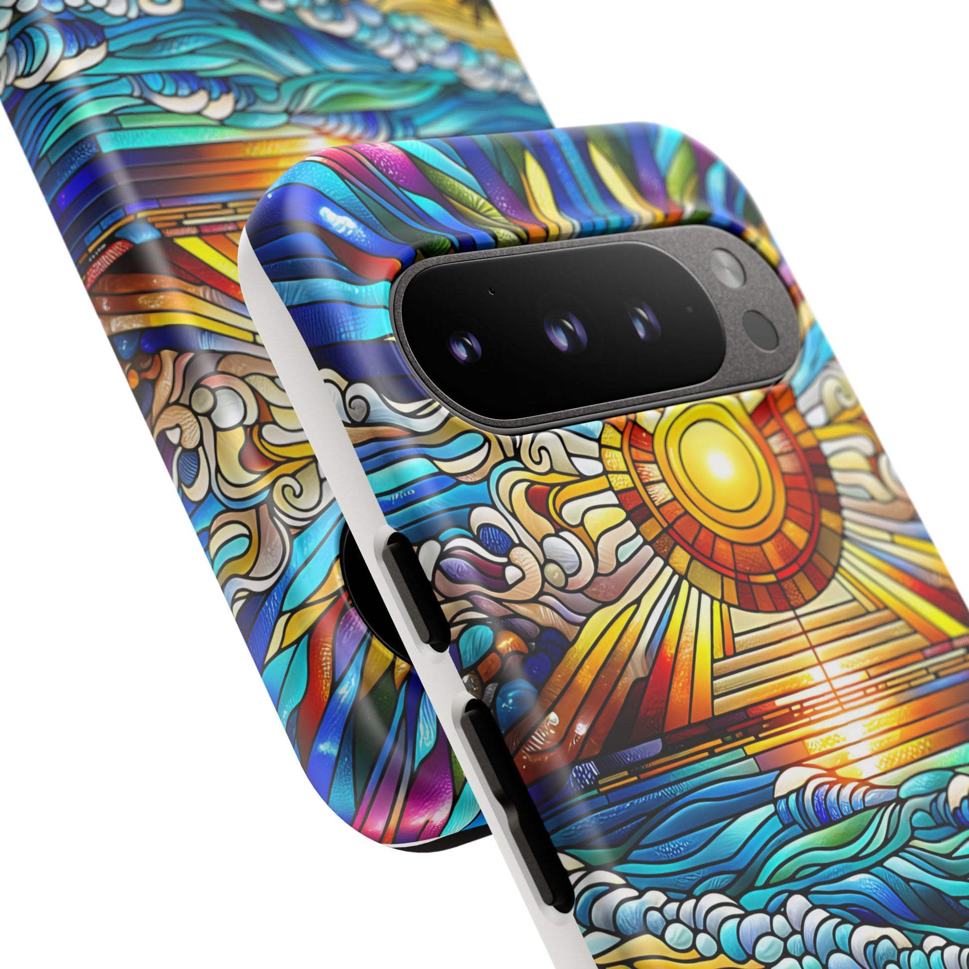 Stained Glass Tough Cases, Protective Phone Case, Nature Inspired Smartphone Cover, Beach Day Summer Accessories, Ocean Lover Gift