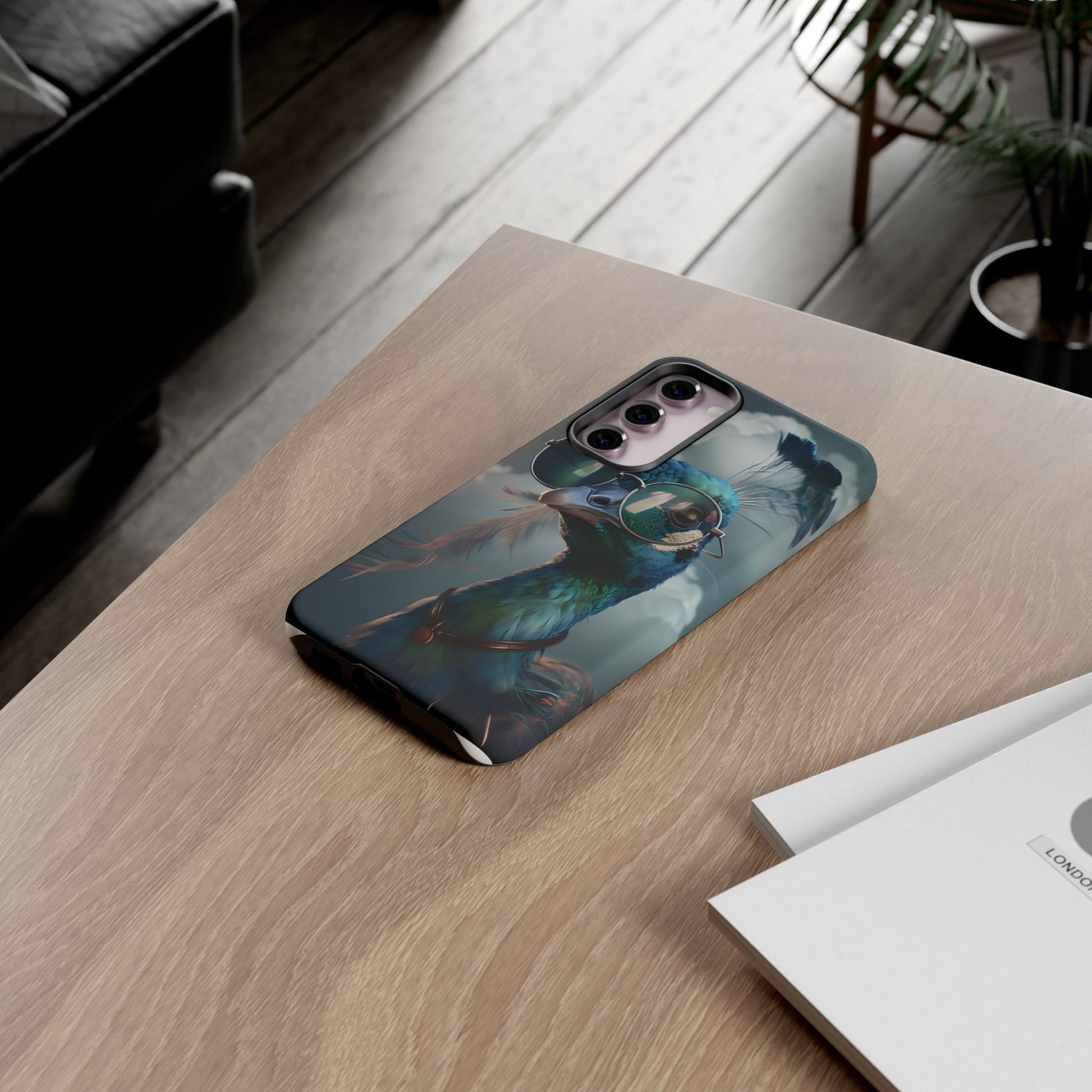 Phone Case, Peacock Design, Neon Lighting, Unique Gift, Hard Shell Cover, Protective Sleeve